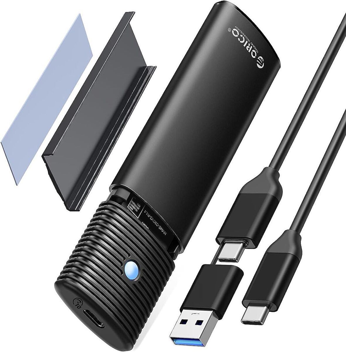 Orico USB3.2 Gen2 10Gbps 4TB M.2 NVME NGFF SSD Muhafaza Harddisk Kutusu, SATA PCIe M-Key B+M Key, 2230/2242/2260/2280, Siyah, PWEM2-G2-BK