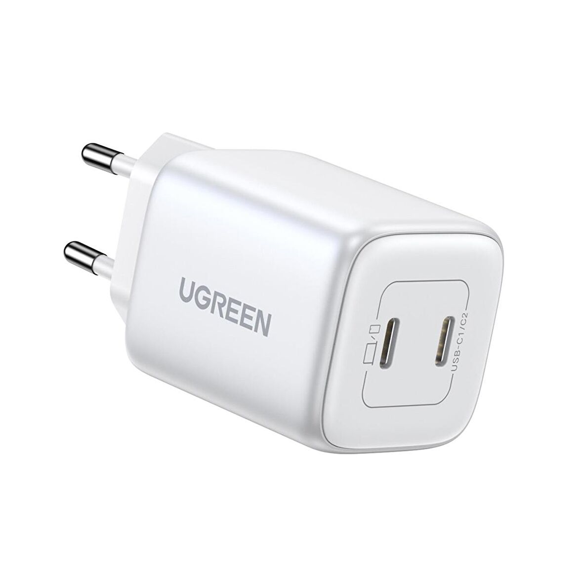 Ugreen Nexode 45W USB Type-C QC 4.0 PD GaN X 2 Portlu Hızlı Şarj Cihazı Beyaz
