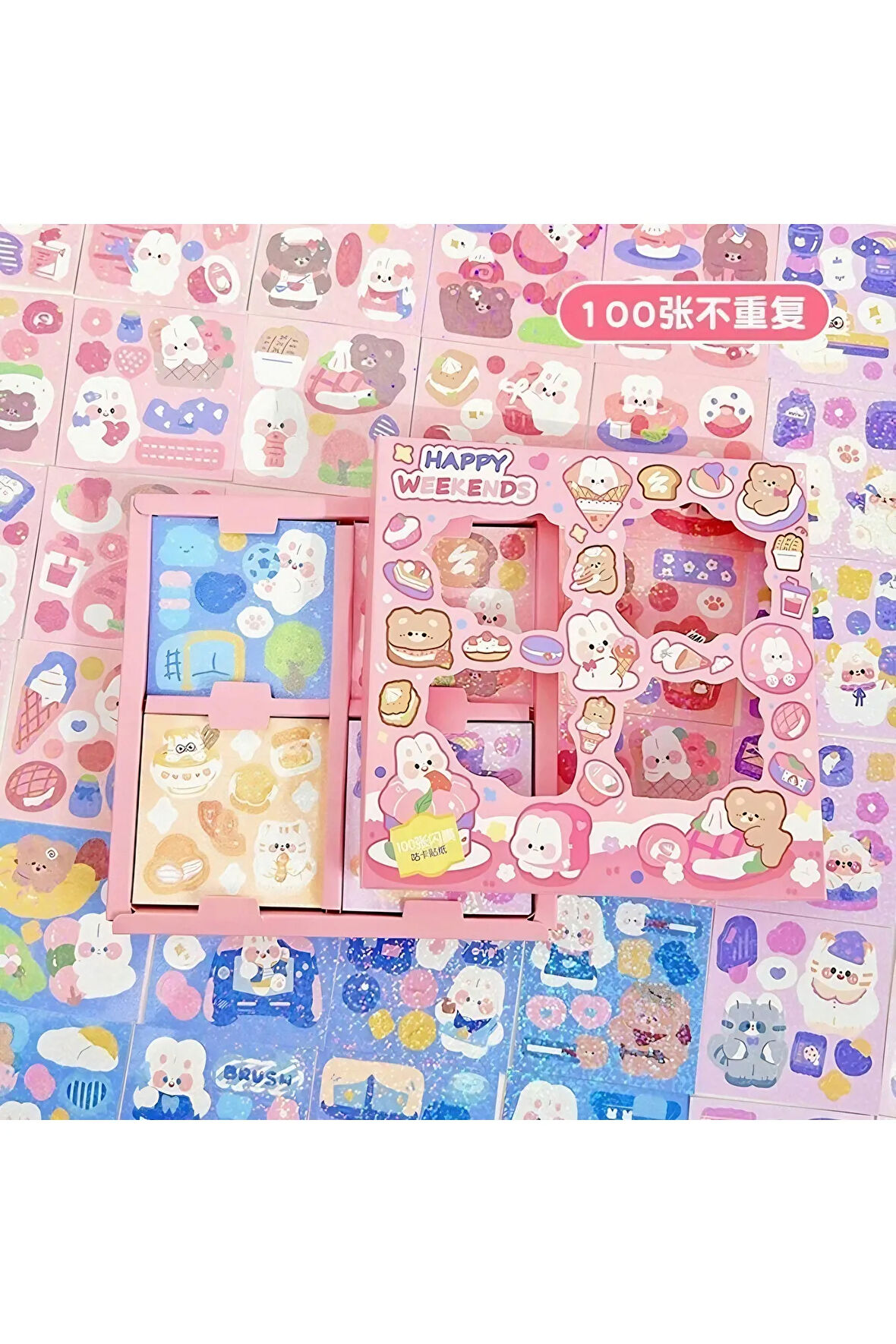 Happy Weekends Temalı 100 Yaprak 4 Bölmeli Sticker Seti • Bullet Journal (GGK-DAX001)
