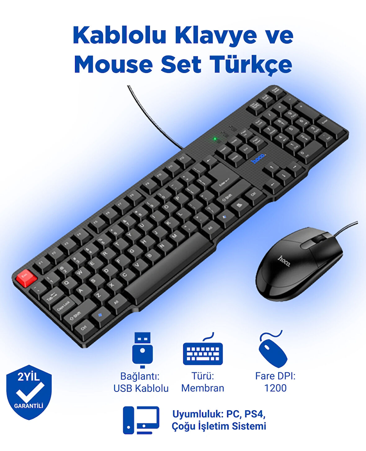 GM16 Kablolu Klavye ve Mouse Set Türkçe Siyah