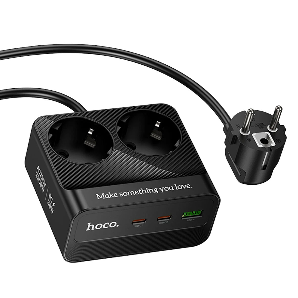 Hoco AC27 Descanso 5in1 2500W Priz 2M - Siyah