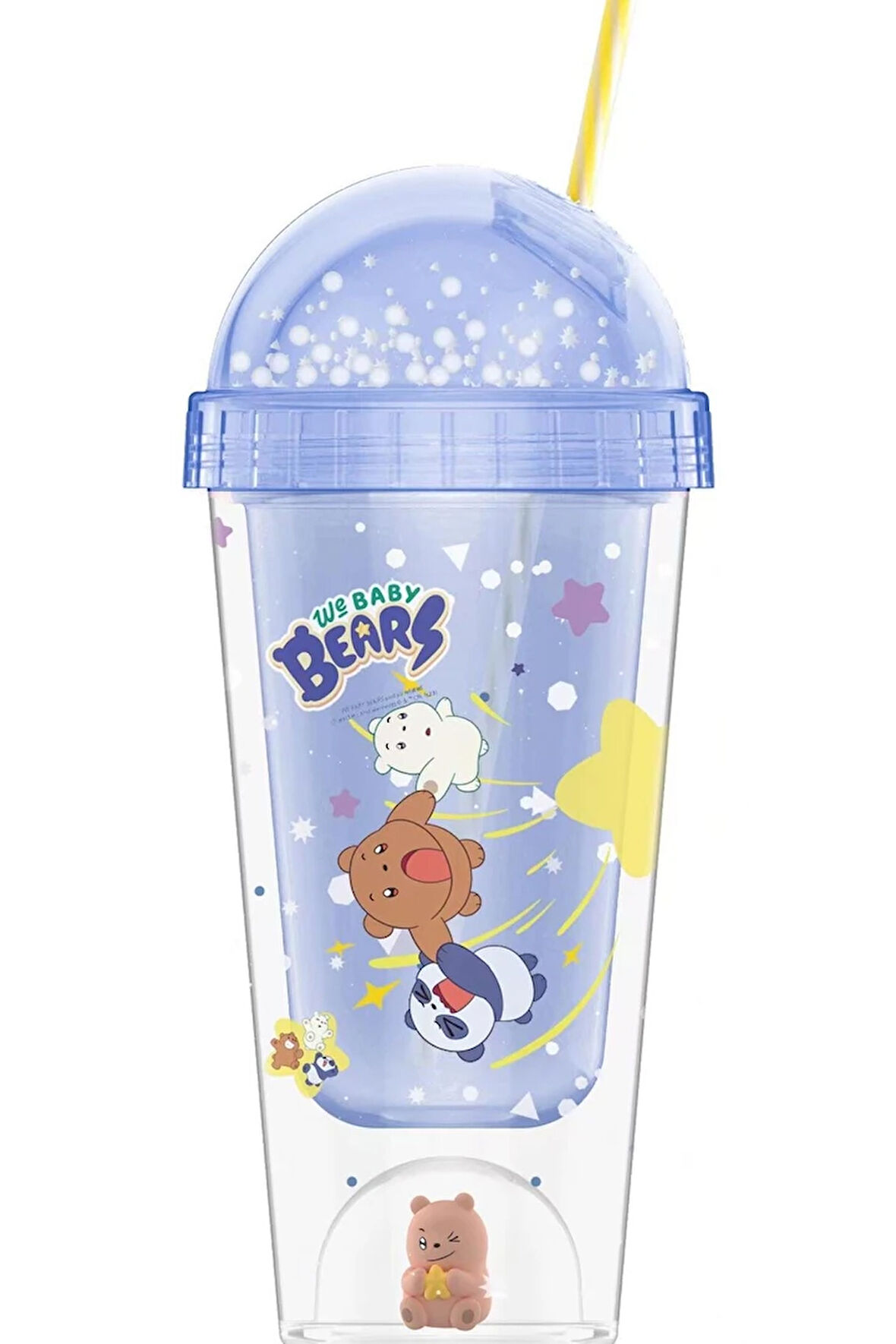 We Baby Bears Lisanslı Figür Detaylı Pipetli Plastik Şişe (350Ml) - Mavi