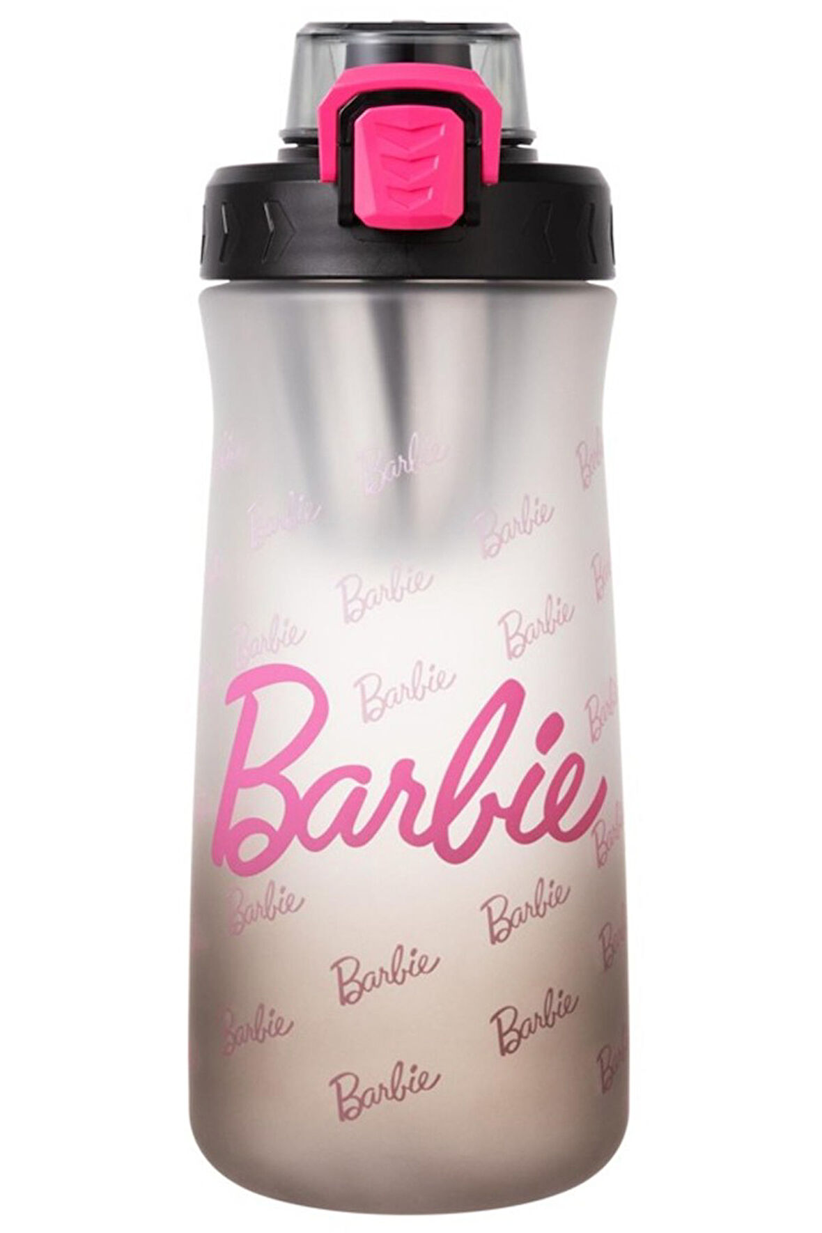 Barbie Lisanslı Pipetli Kapaklı Plastik Şişe - Siyah