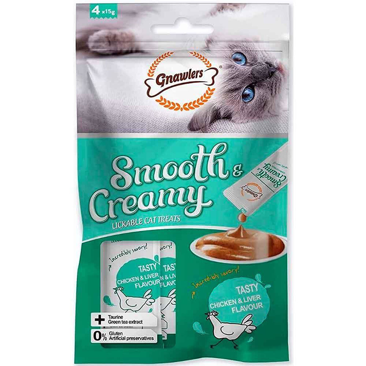 Gnawlers Krema Kedi Ödülü Tavuklu Ciğerli 4x15 Gr