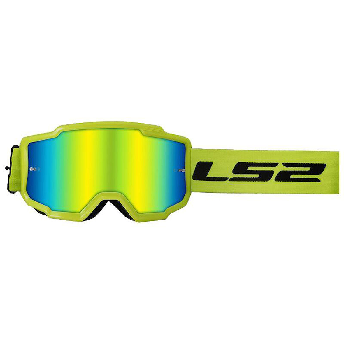 LS2 CHARGER GOGGLES MOTOKROS GÖZLÜK (IRIDIUM CAMLI) NEON SARI