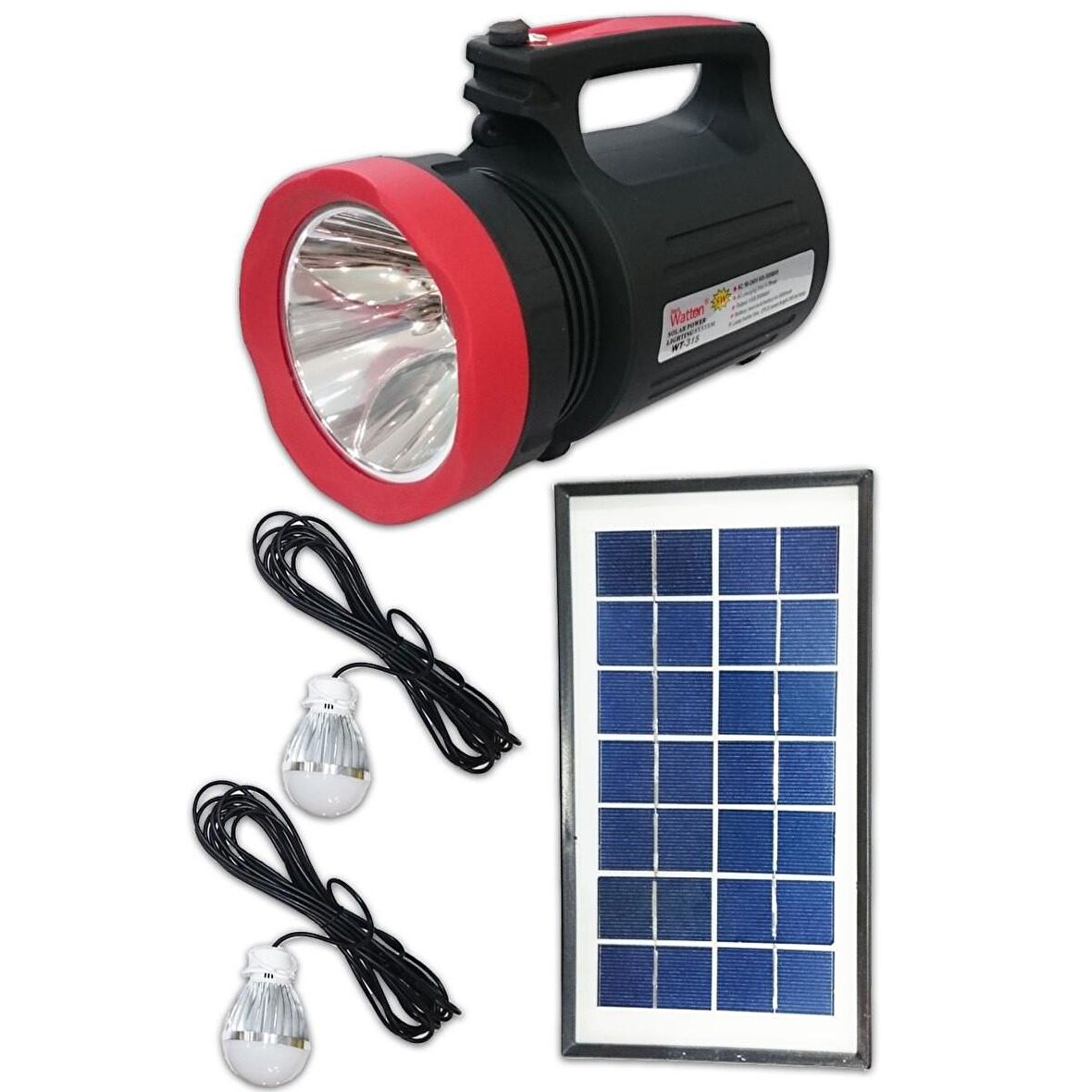 Watton Wt-315 Şarjlı Solar El Feneri Güneş Enerjili Led Ampüllü Projektör