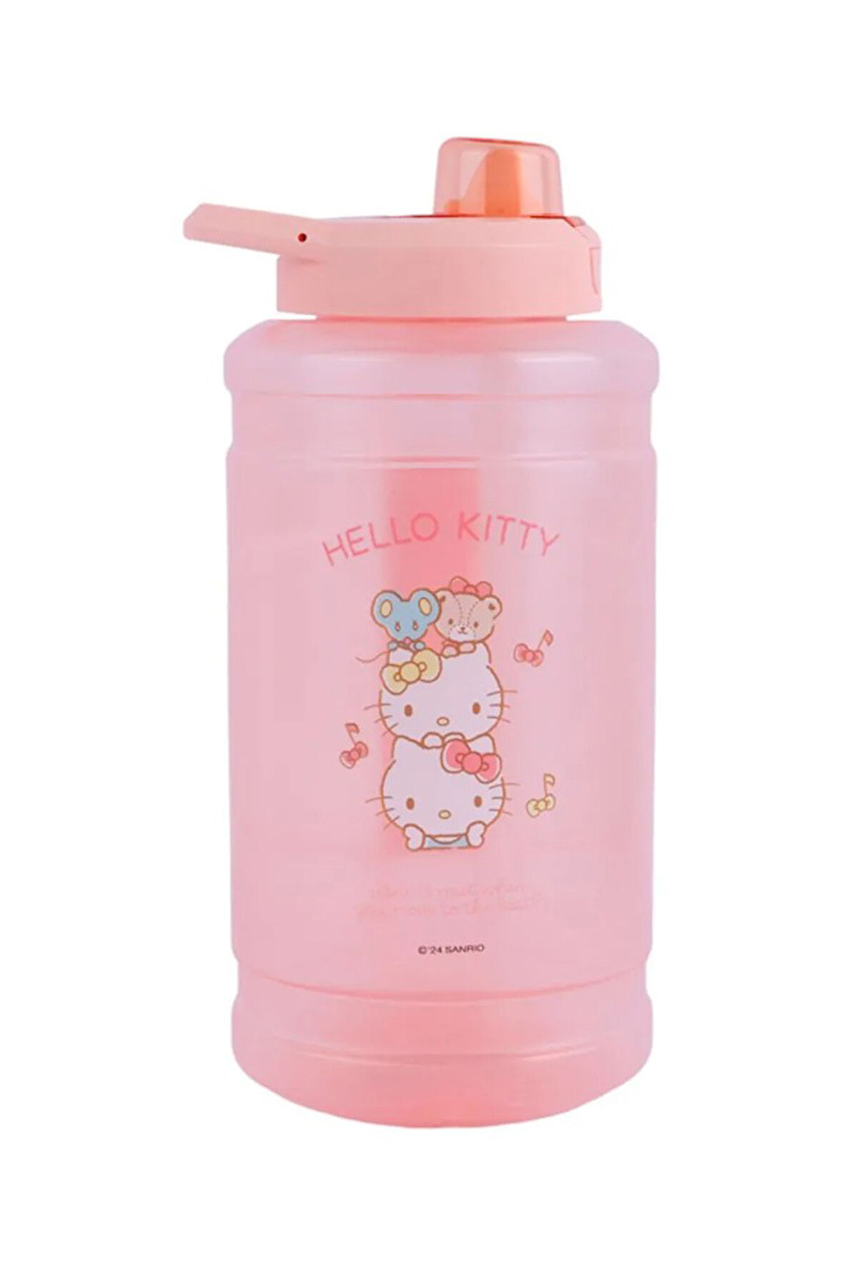 Sanrio Lisanslı Otomatik Kapaklı Büyük Plastik Şişe (1900ml) - Hello Kitty