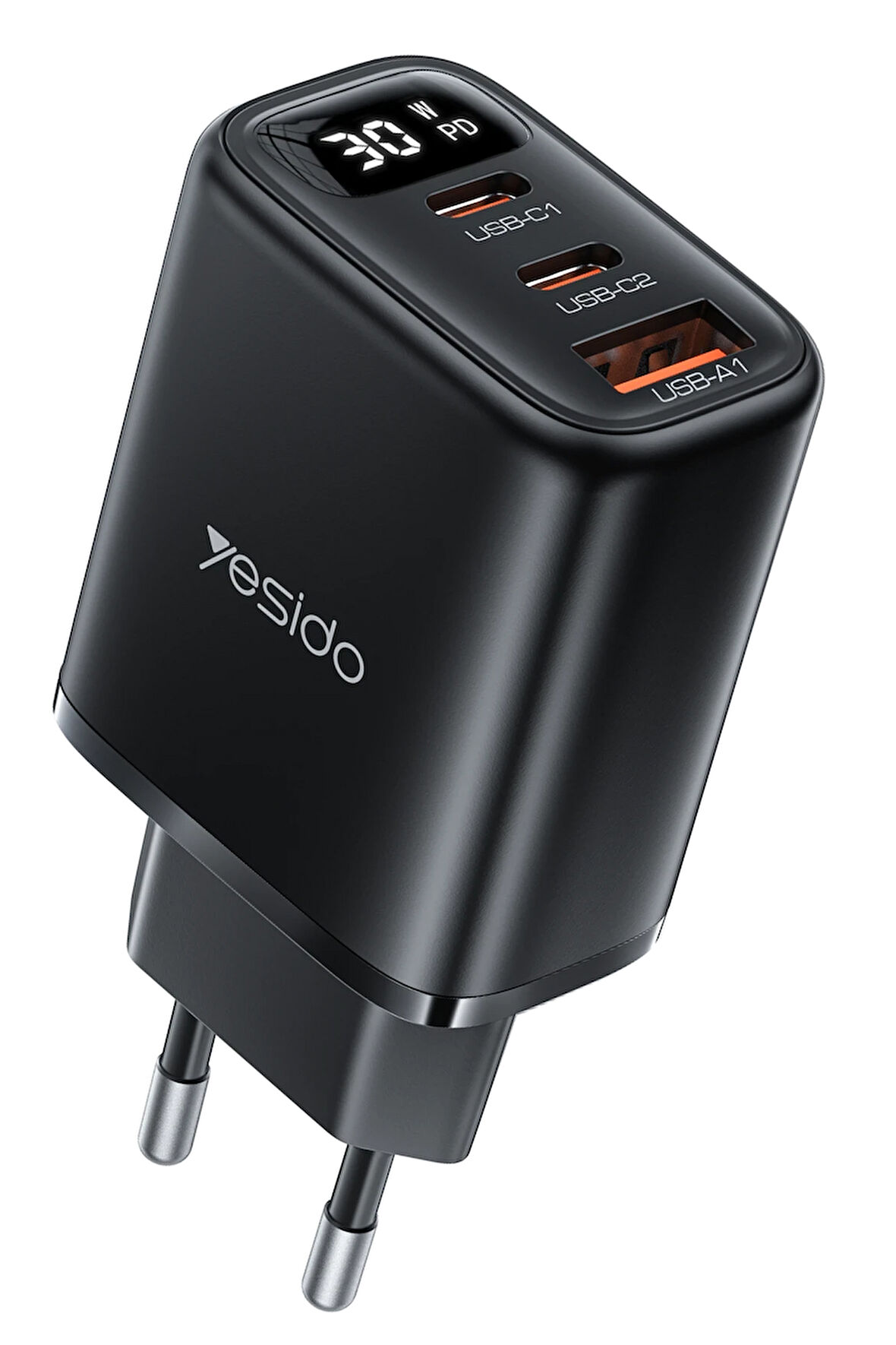 Yesido YC69 Dijital Göstergeli 30W PD Hızlı Şarj Cihazı - Siyah