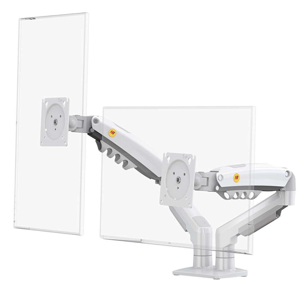 NB Ergonomic NB F160 17-27" Cift Kol 2-9 kg Amortisorlu Monitor Standı Beyaz 