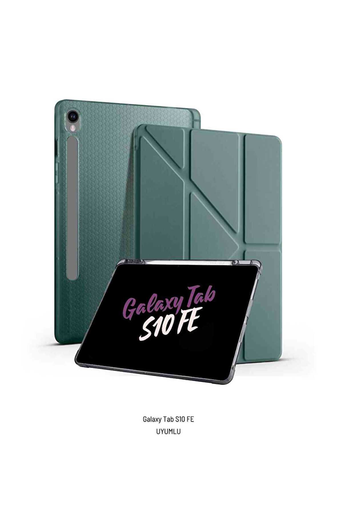 Galaxy Tab S10 FE 10.9 inç Uyumlu Kalem Bölmeli Katlanabilir Standlı Tri Folding Tablet Kılıfı