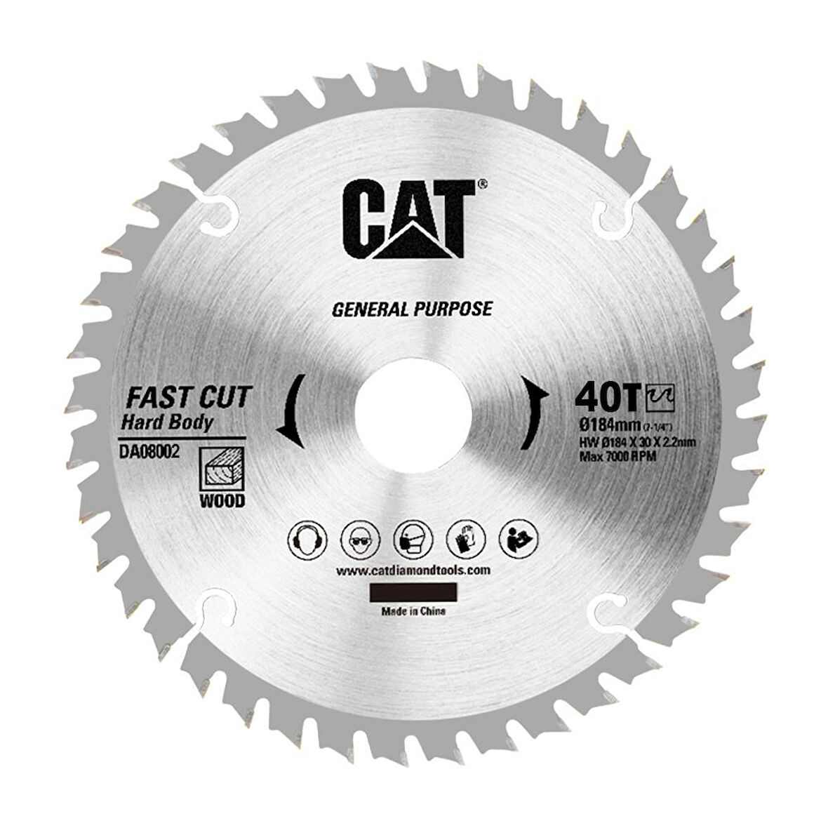 CAT DA08002 184x30mm Ahşap Kesme Elmas, Daire Testere Bıçağı 40 Diş