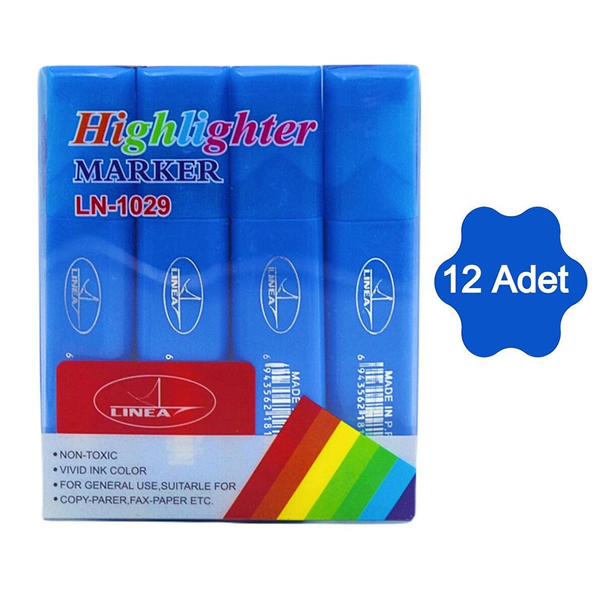 Gen-Of Fosforlu Kalem Neon LN-1029 Mavi 12 Adet