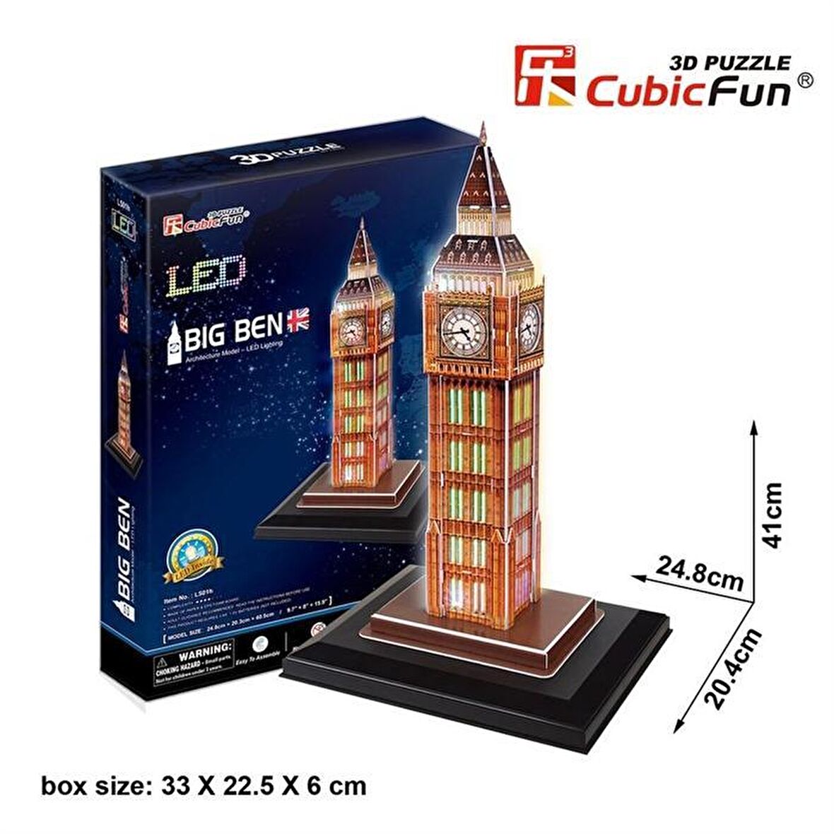 Cubic Fun 3D 28 Parça Puzzle Big Ben Saat Kulesi - İngiltere (LED Işıklı)