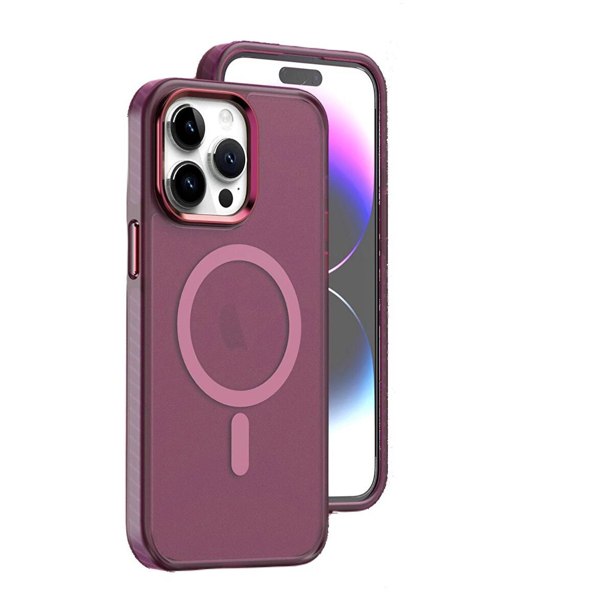 Piili İphone 15 Pro Max Yeni İkon Magsafe Kılıf Bordo