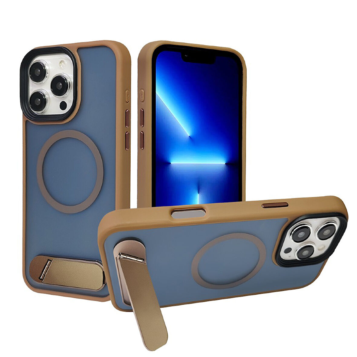 iPhone 16 Pro Kickstand Magsafe Kılıf Kahverengi