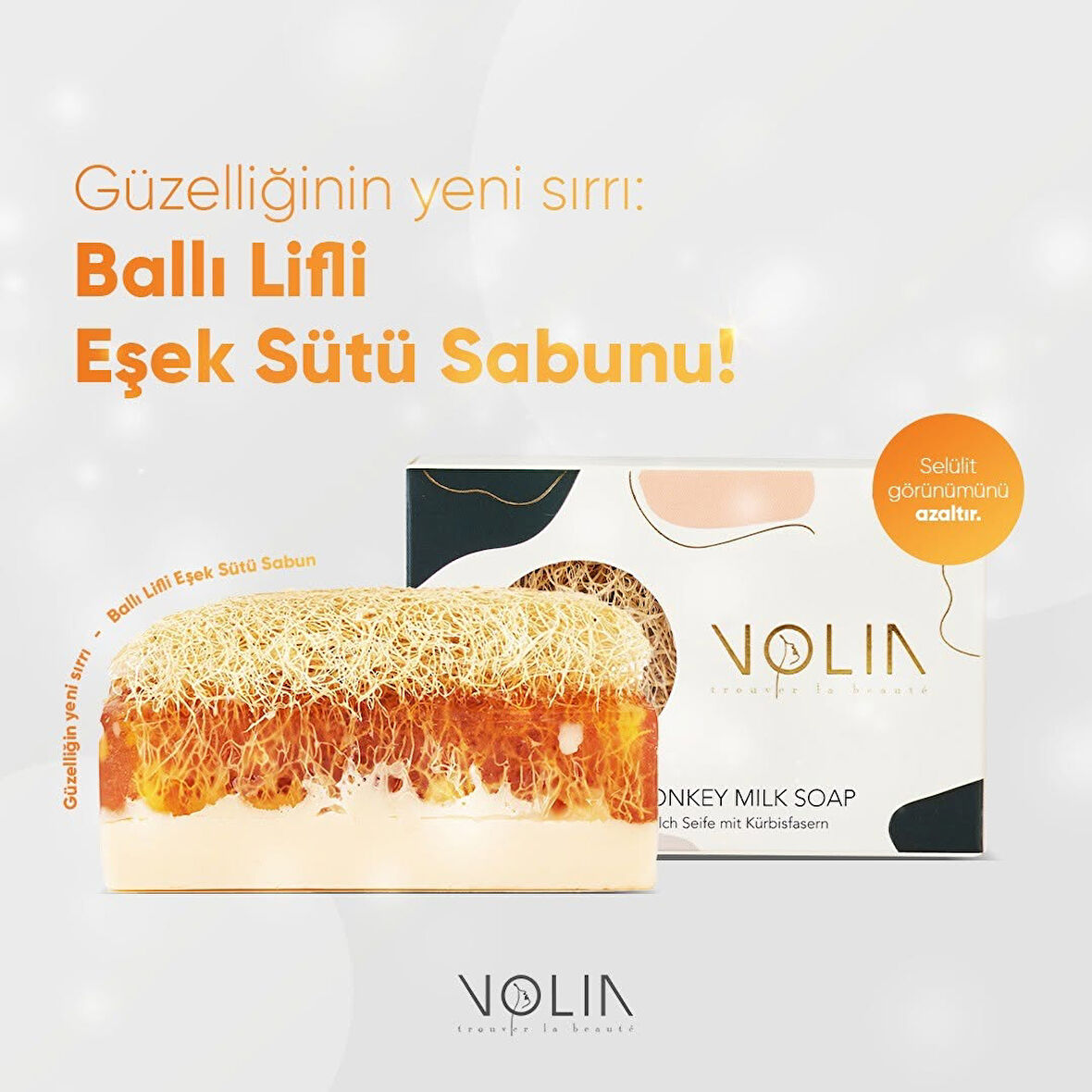 Doğal Kabak Lifli Ballı Eşek Sütü Sabunu 130 gr – El Yapımı Özel Formül