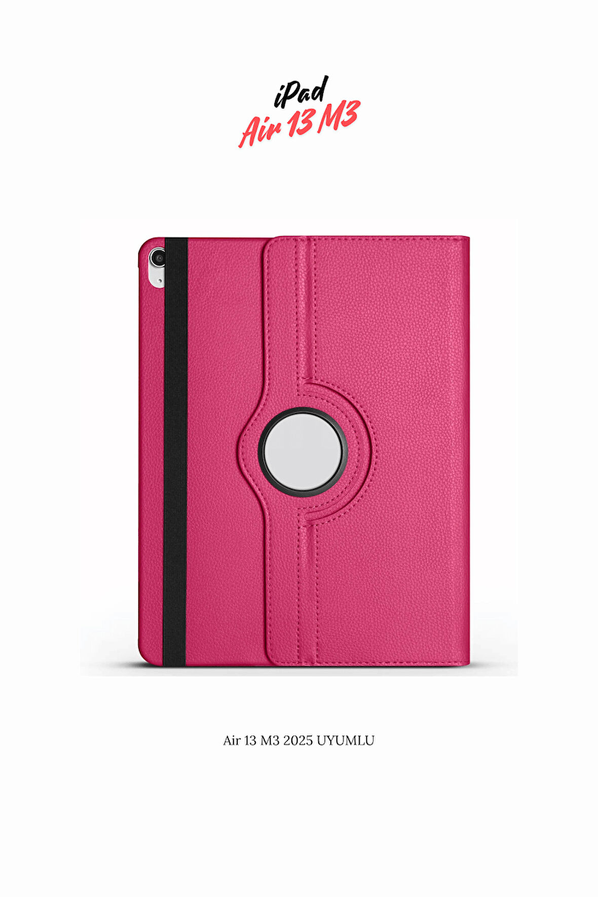 iPad Air 13 M3 2025 Uyumlu 360° Yatay Dikey Dönebilen Deri Tablet Kılıfı