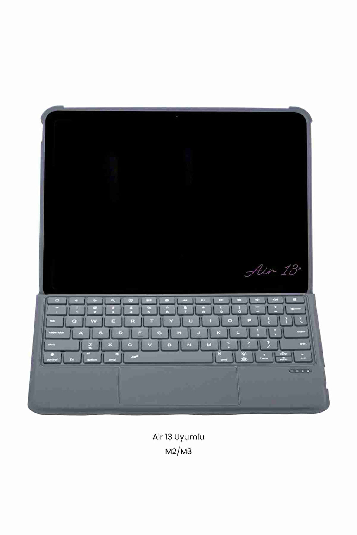 iPad Air 13 Uyumlu M2/M3 Ledli 360° Manyetik Standlı Touchpadli Katanya Klavyeli Tablet Kılıfı