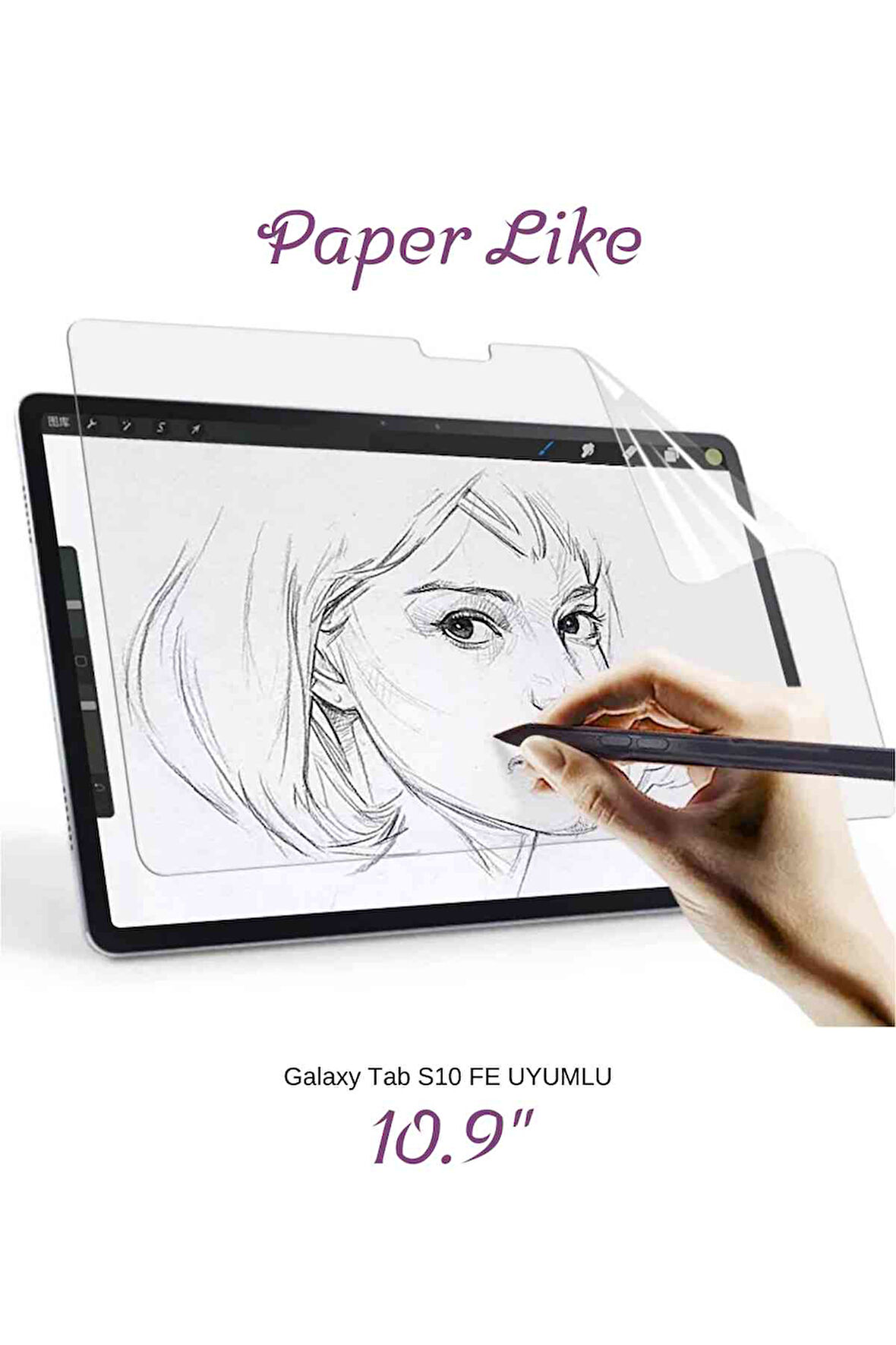 Galaxy Tab S10 FE Uyumlu 10.9" Gerçek Kağıt Hissi Parlama Önleyici Paper Like Ekran Koruyucu