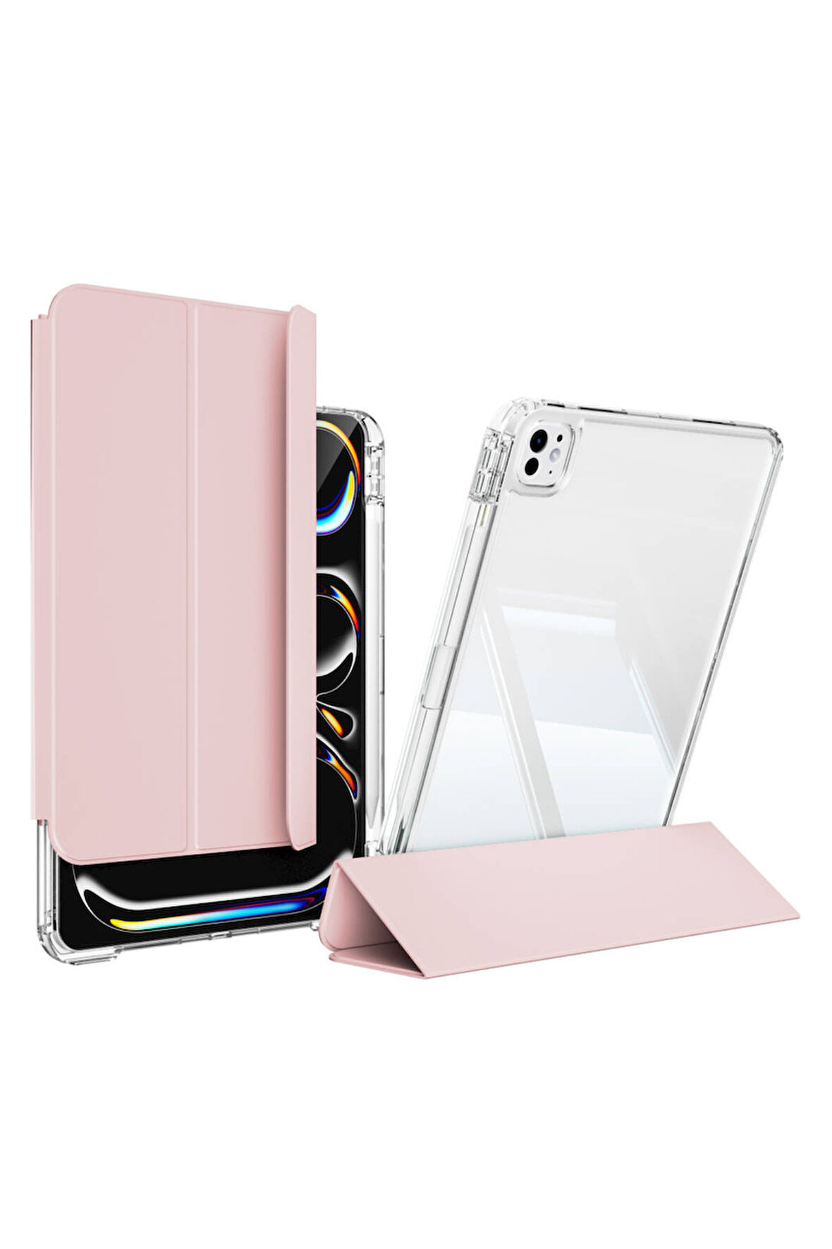 iPad Pro 11 2024 Uyumlu Airbagli Manyetik Ayrılabilen Fuchsia Sliding Tablet Kılıfı