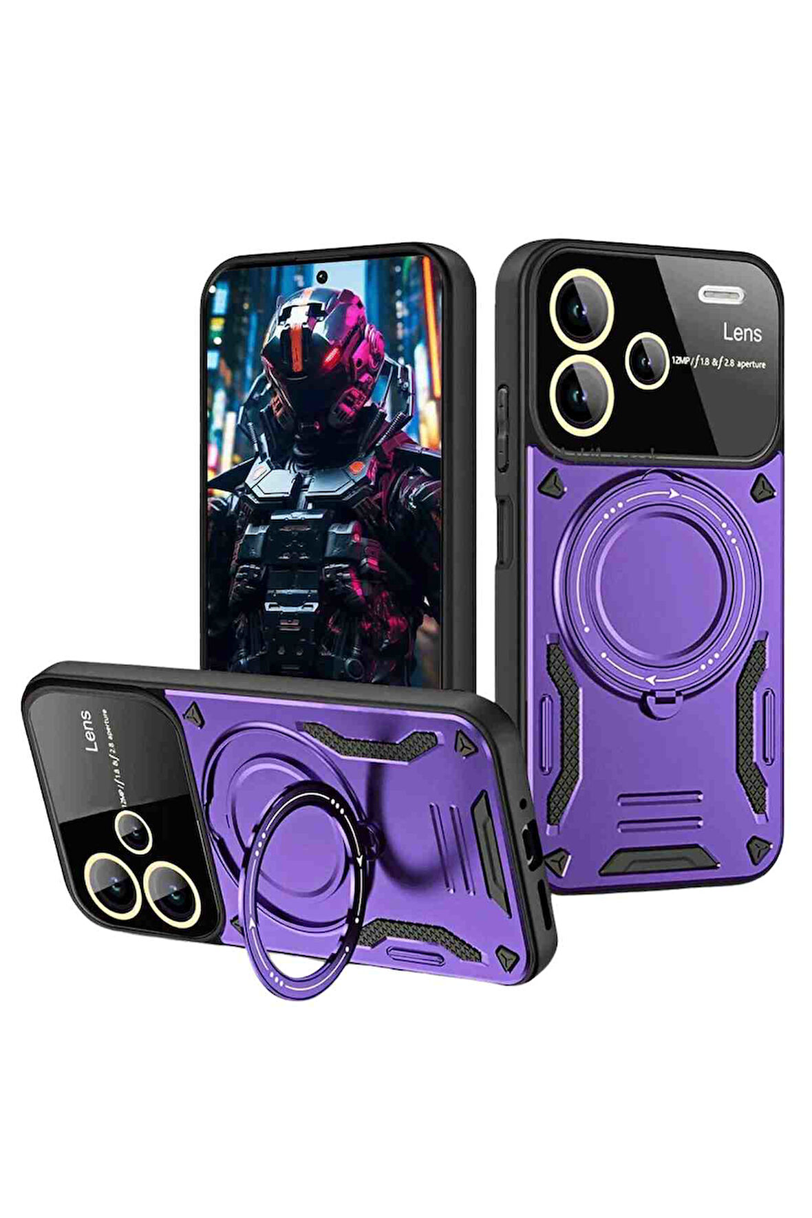 Redmi Note 13 Pro Plus Uyumlu Fuchsia Standlı Koruyucu Kapak