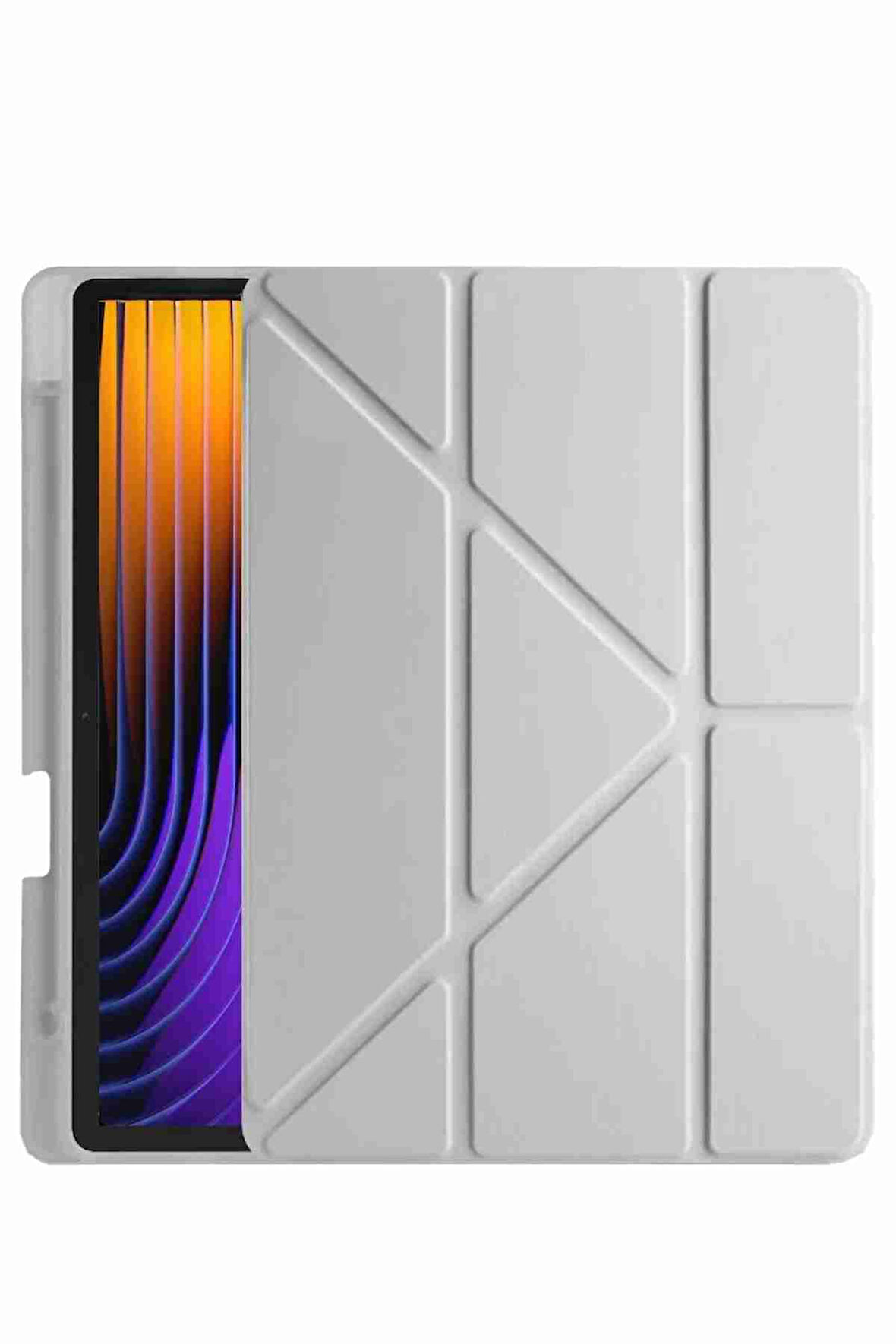 Pad 7 Pro / Pad 7 Uyumlu Kalem Bölmeli Fuchsia Trifolding Akıllı Tablet Kılıfı