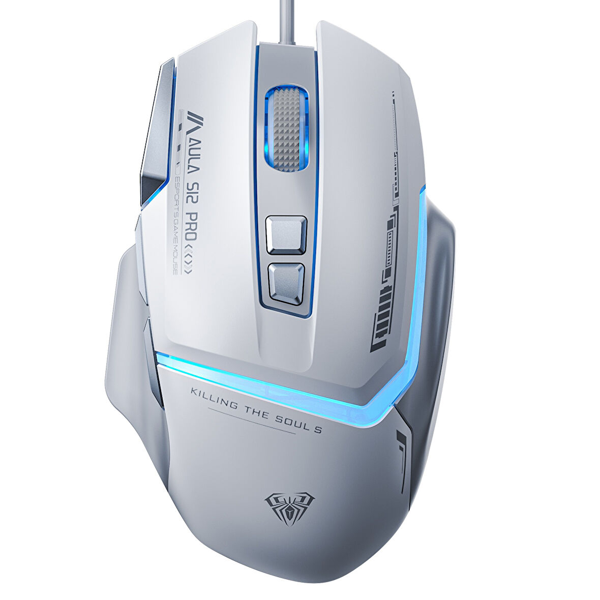 Aula S12 Pro 12800 DPI 8 Tuşlu Makrolu Kablolu Optik Gaming Oyuncu Mouse Beyaz