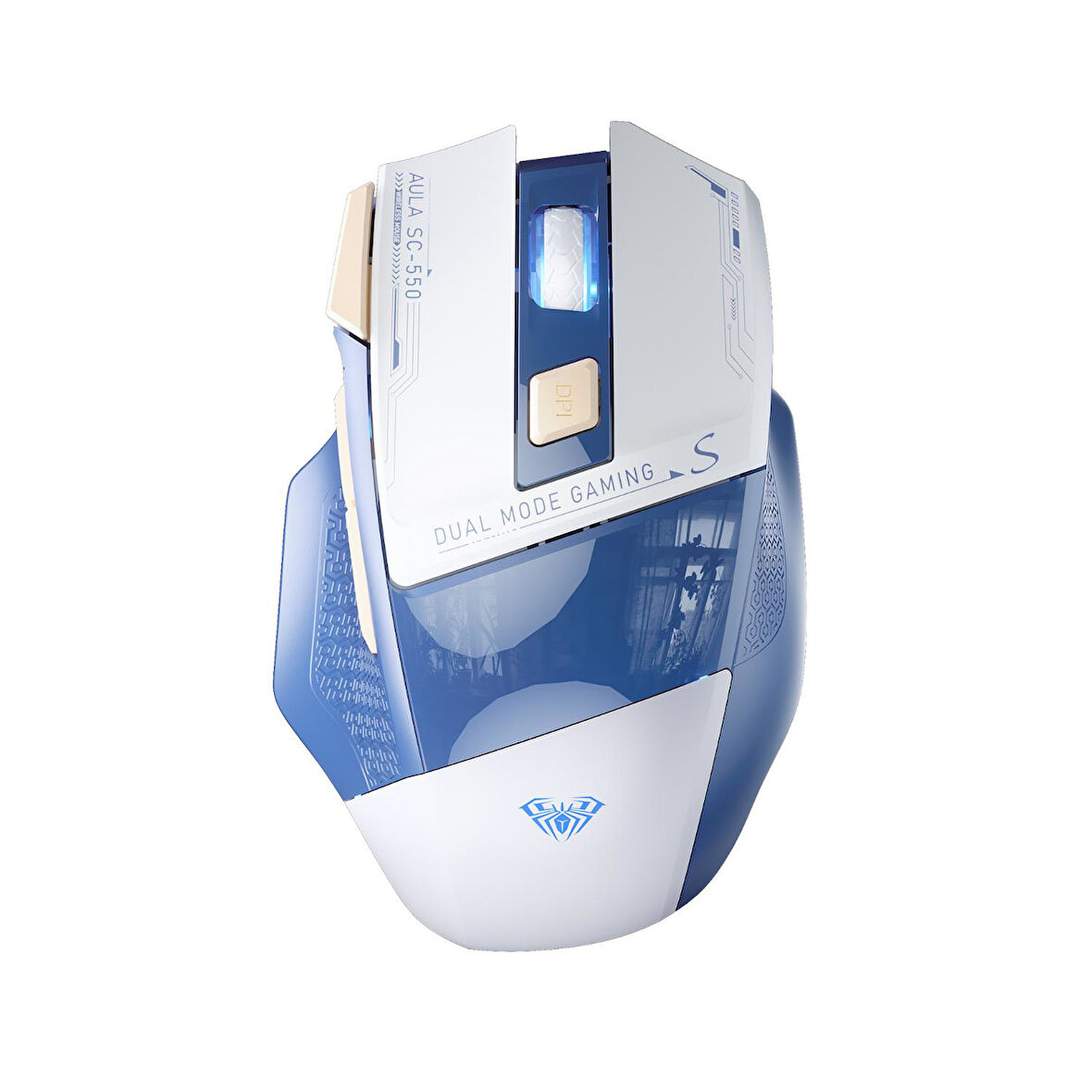 Aula SC550 4800DPI 7 Tuşlu Makrolu 2.4GHz Kablosuz Optik RGB Oyuncu Mouse Mavi