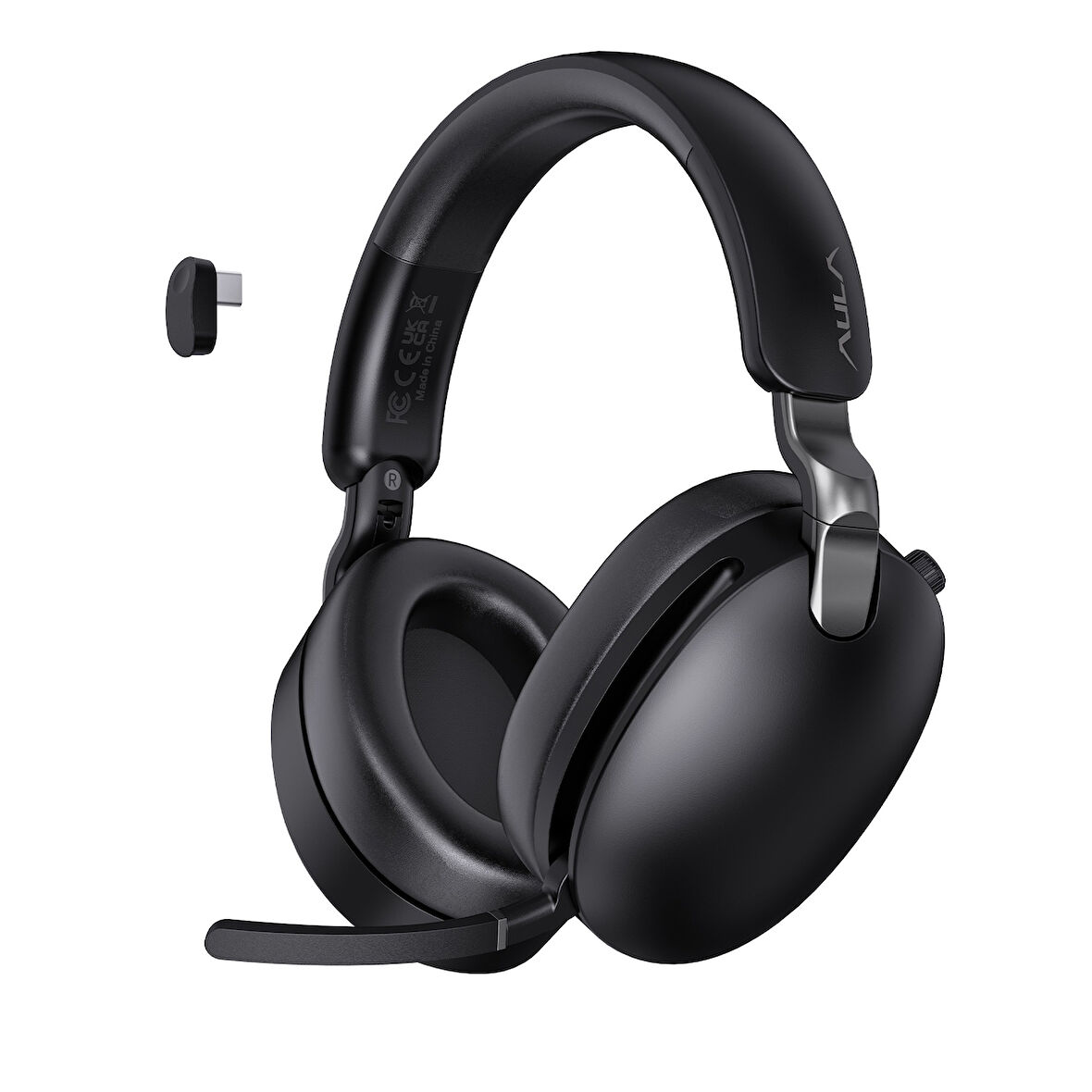 AULA A500 Hybrid ANC 2.4GHz Kablosuz ve Bluetooth 5.4 AUX Mikrofonlu Kulak üstü Kulaklık Siyah