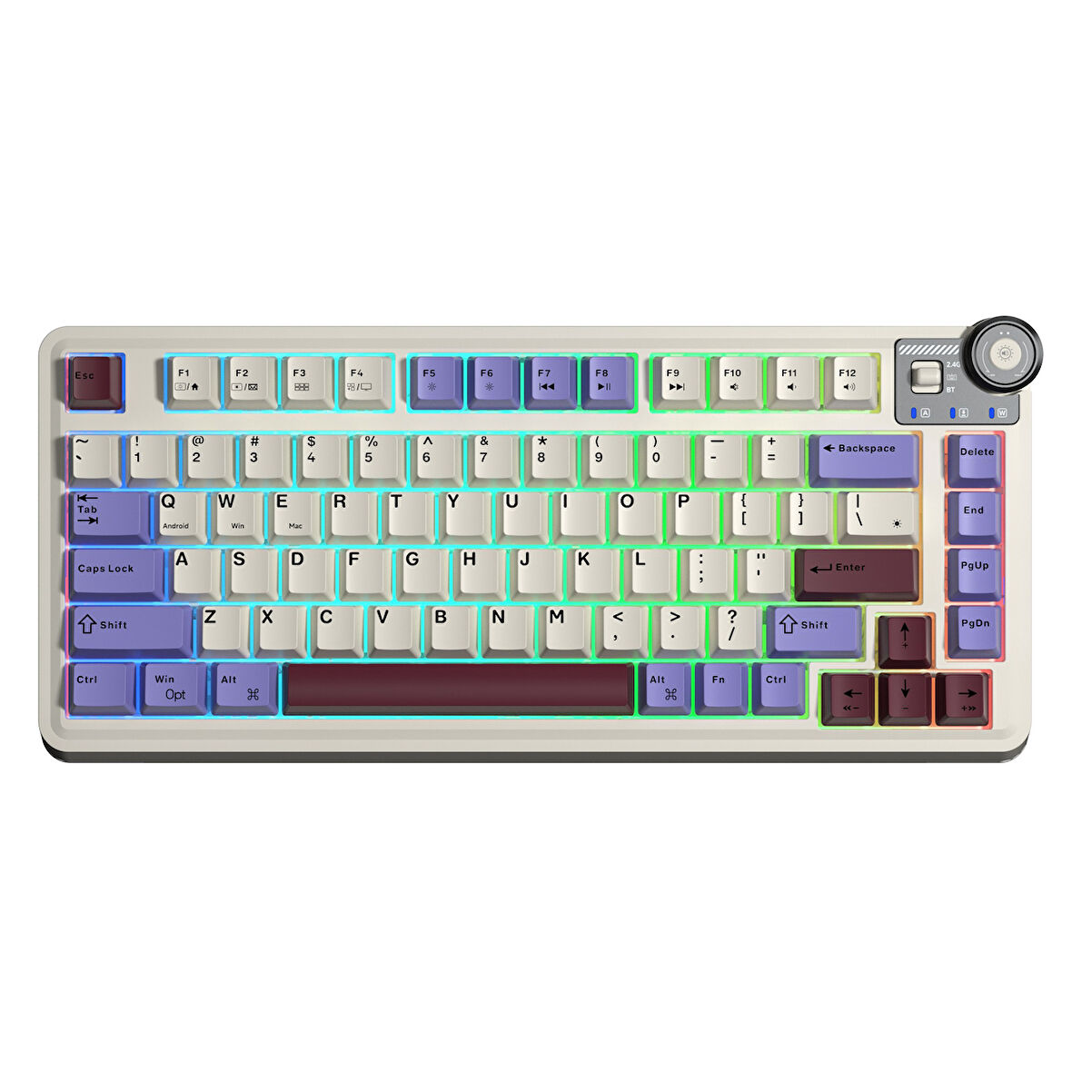 Aula AU75 3 Modlu RGB Hot Swap Mekanik TKL Seiya Switch Kablosuz Makrolu Klavye Bej