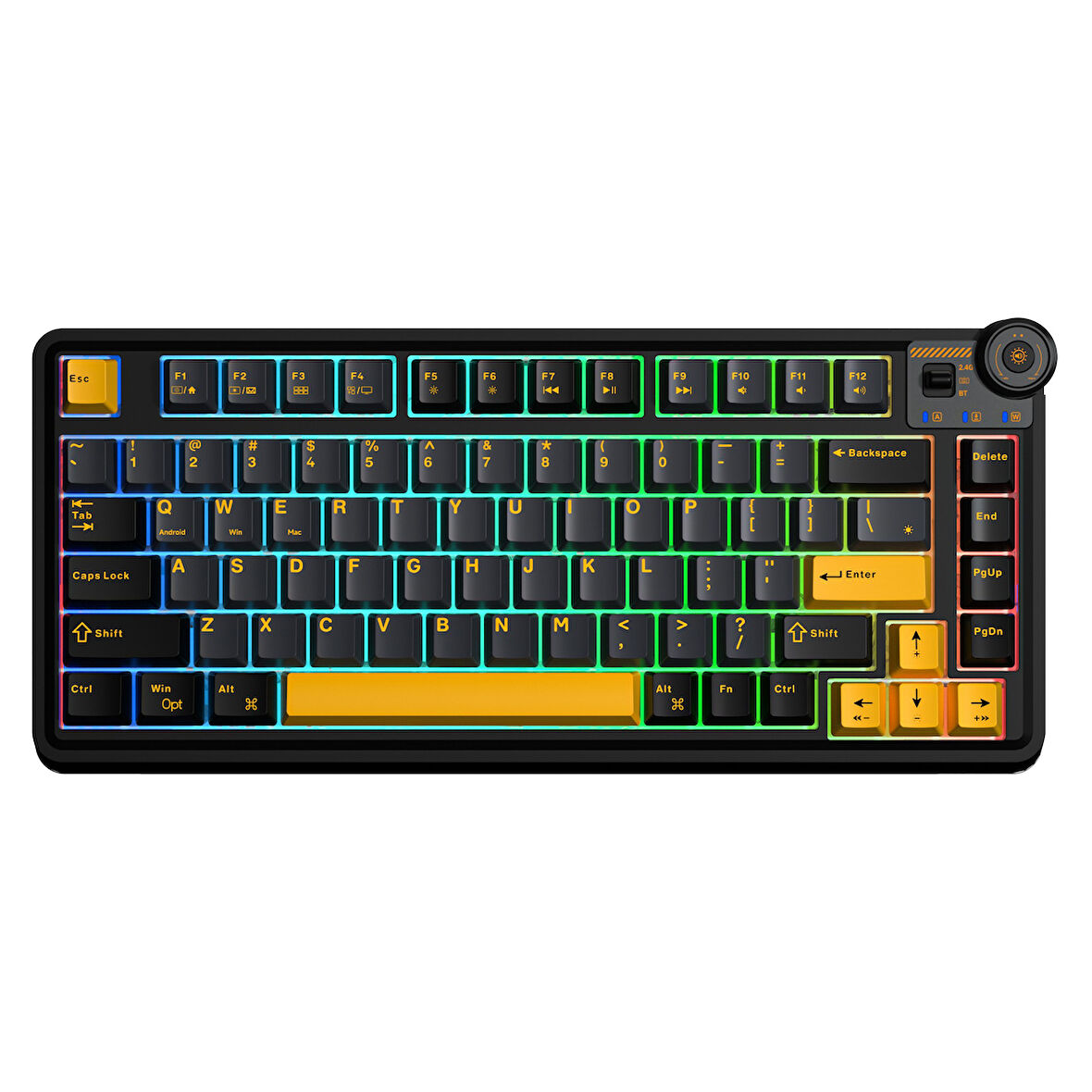 Aula AU75 3 Modlu RGB Hot Swap Mekanik TKL Seiya Switch Kablosuz Makrolu Klavye Siyah