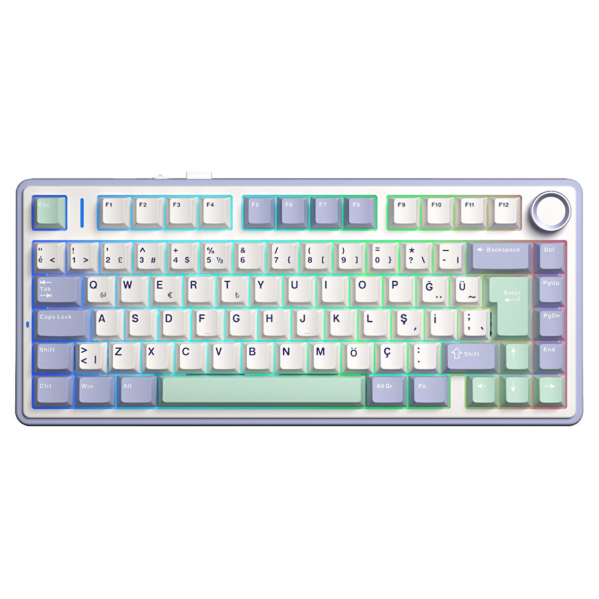 Aula F75 Mekanik RGB TKL GrayWood V4 Switch Kablosuz Makrolu Hot Swap Türkçe Q Klavye Pastel