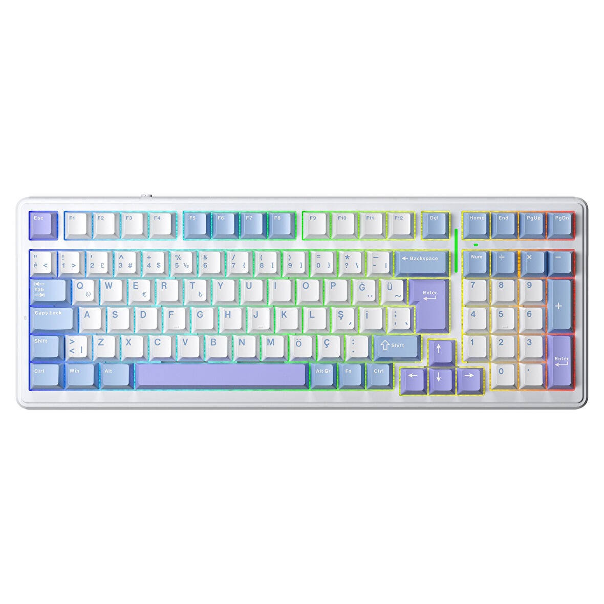 Aula F99 Mekanik RGB GrayWood V4 Switch 3 Modlu Kablosuz Makrolu Hot Swap Türkçe Q Klavye Mavi
