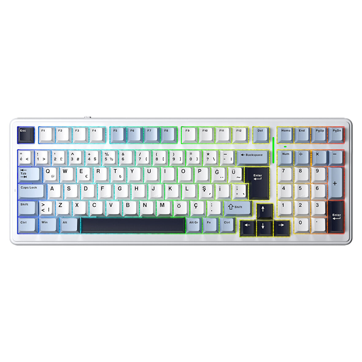 Aula F99 Mekanik RGB GrayWood V4 Switch 3 Modlu Kablosuz Makrolu Hot Swap Türkçe Q Klavye Lacivert