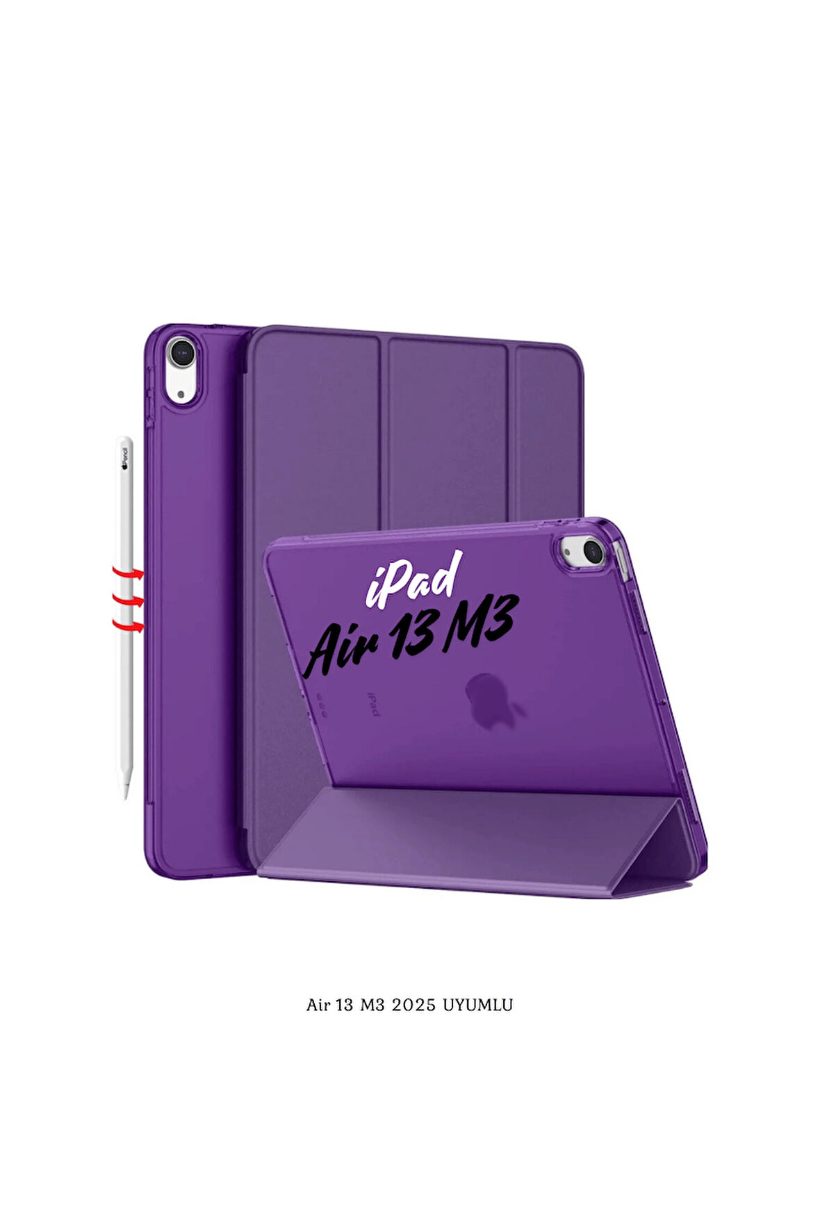 iPad Air 13 2025 M3 Çip Uyumlu Standlı Katlanabilir Fuchsia Smart Cover Tablet Kılıfı