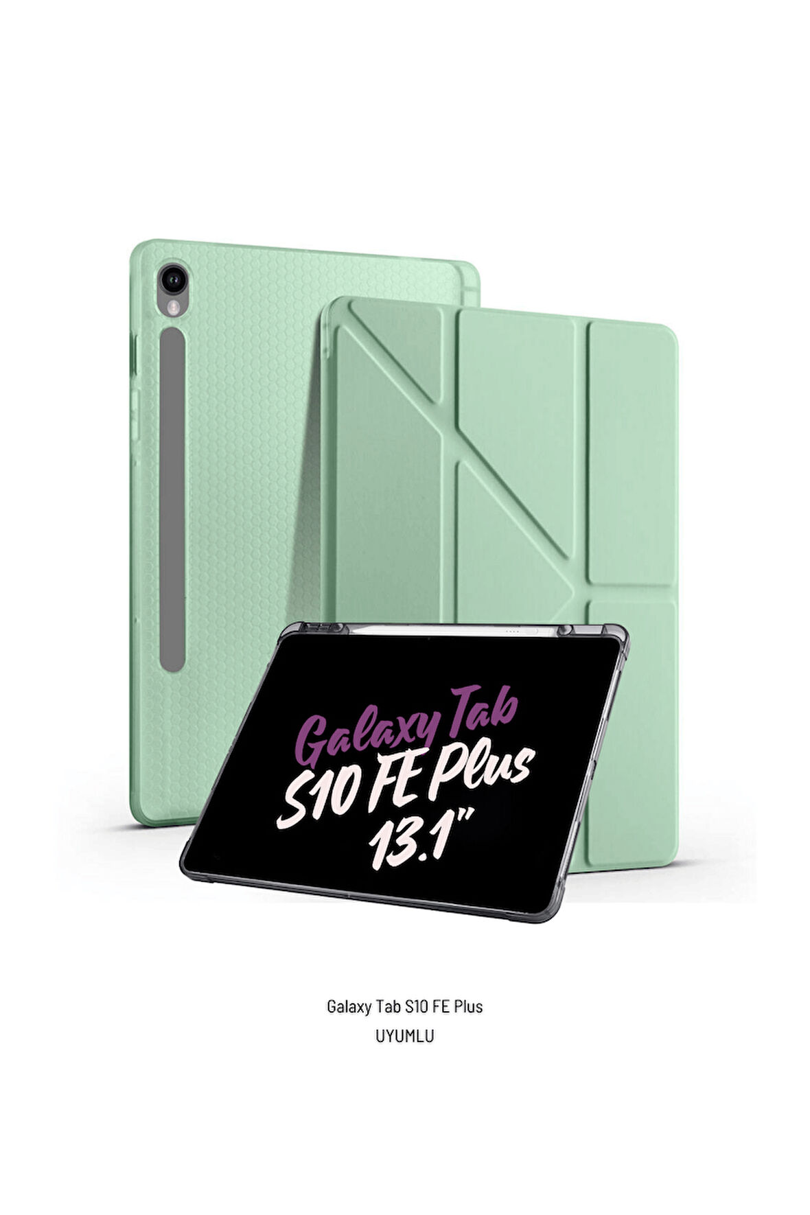 Galaxy Tab S10 FE Plus Uyumlu 13.1 inç Kalem Bölmeli Standlı Tri Folding Tablet Kılıfı