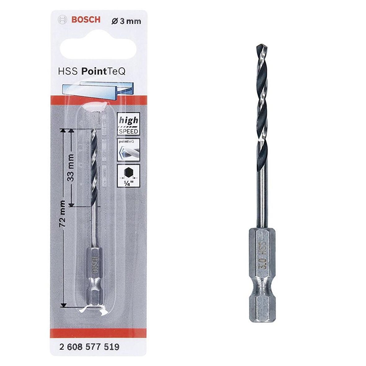 Bosch Hss Point TeQ Hex Metal Matkap ucu 3mm  - 2608577519