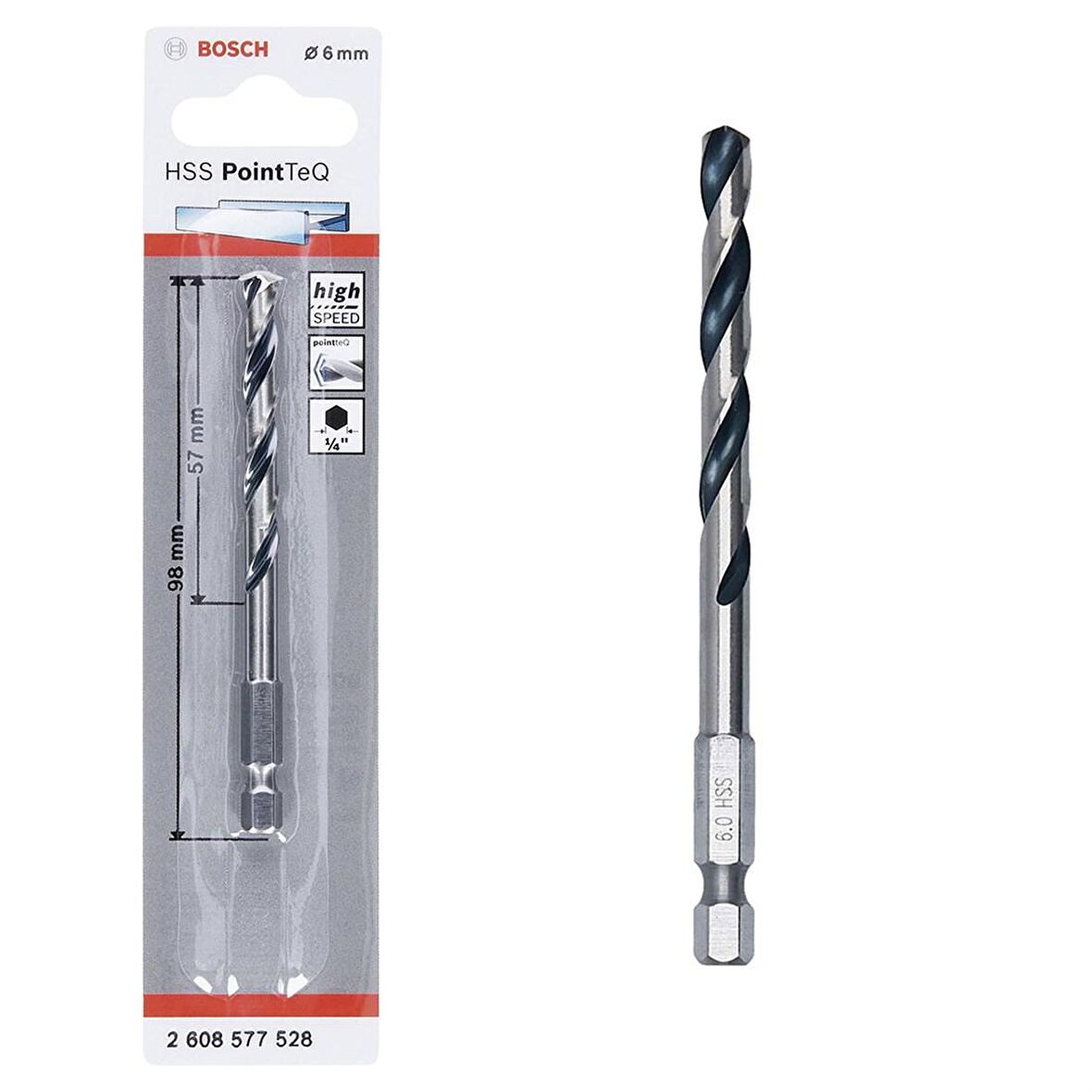 Bosch Point TeQ Altıgen Şaftlı Hss Matkap Ucu 6 mm