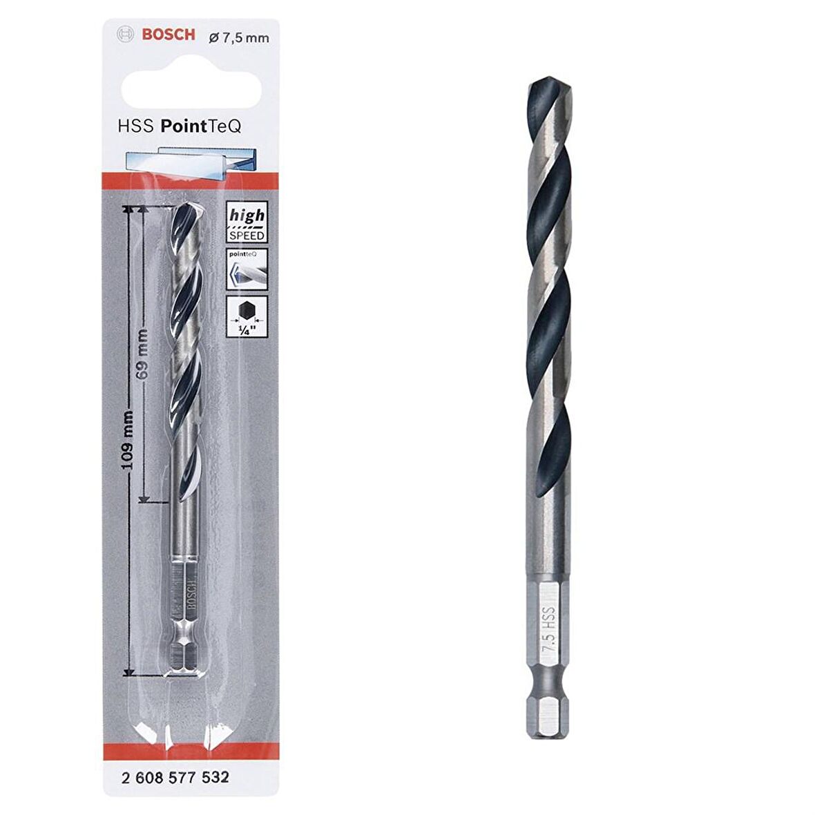 Bosch Hss Point TeQ Hex Metal Matkap ucu 7,5mm  - 2608577532