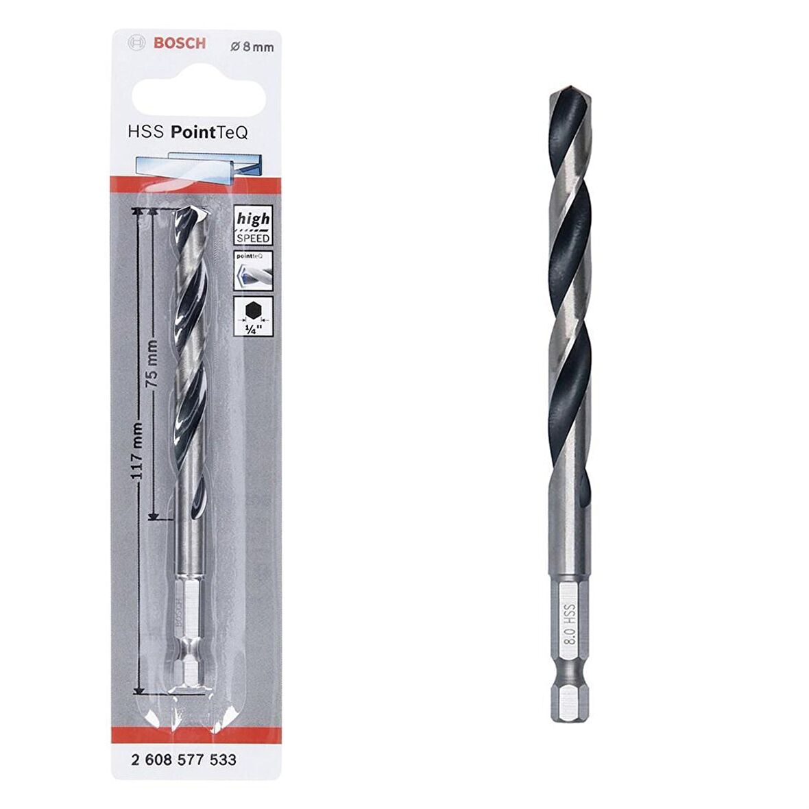 Bosch Hss Point TeQ Hex Metal Matkap ucu 8mm  - 2608577533