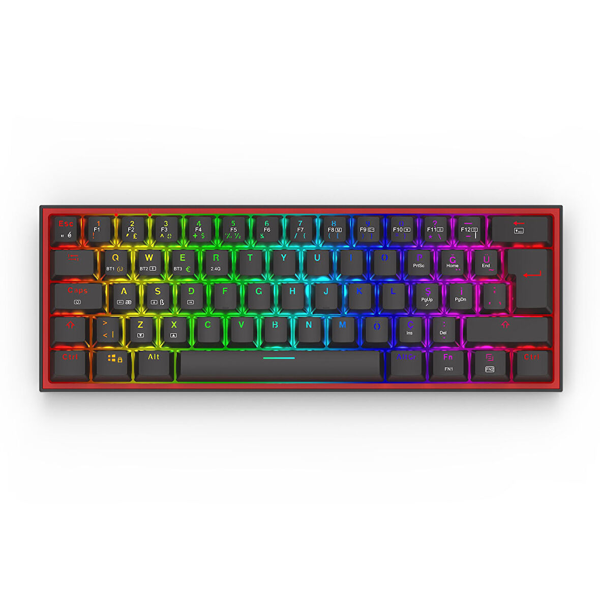 Redragon K616 Fizz PRO RGB Red Switch 2.4GHz Kablosuz Türkçe Mekanik Oyuncu Klavyesi Siyah