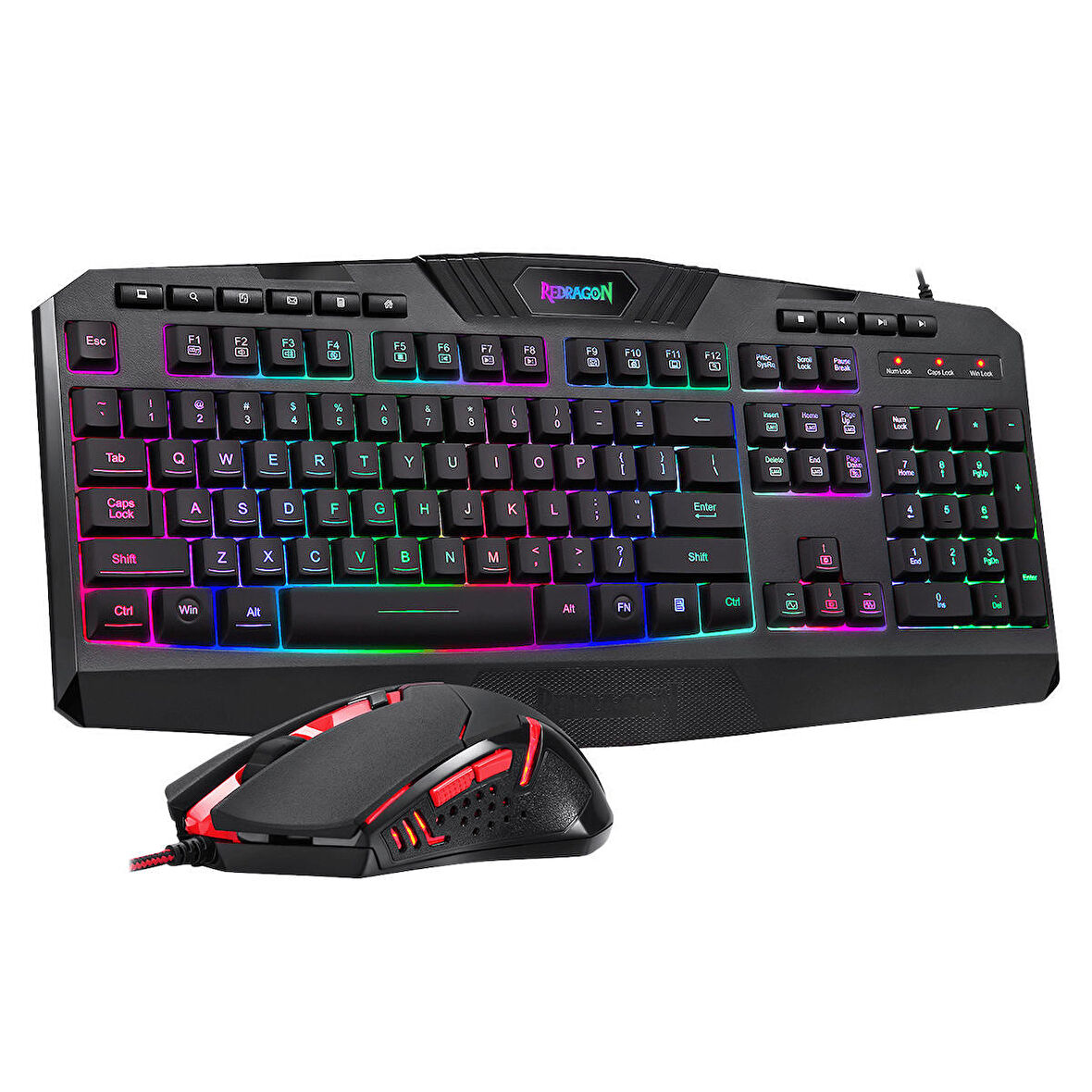 Redragon S101-3 Kablolu Türkçe Q Rgb Oyuncu Klavyesi ve Arkadan Aydınlatmalı Kırmızı Mouse / Oyuncu Klavye Mouse Seti Siyah Redragon S101-3