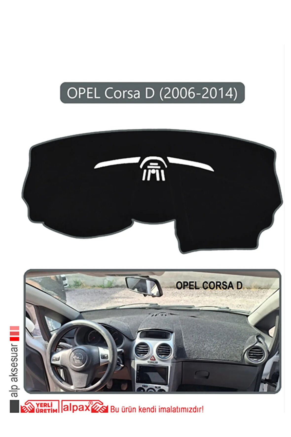 Opel Corsa D (2006-2014) Torpido Koruma  Halısı -  Gri Kenar