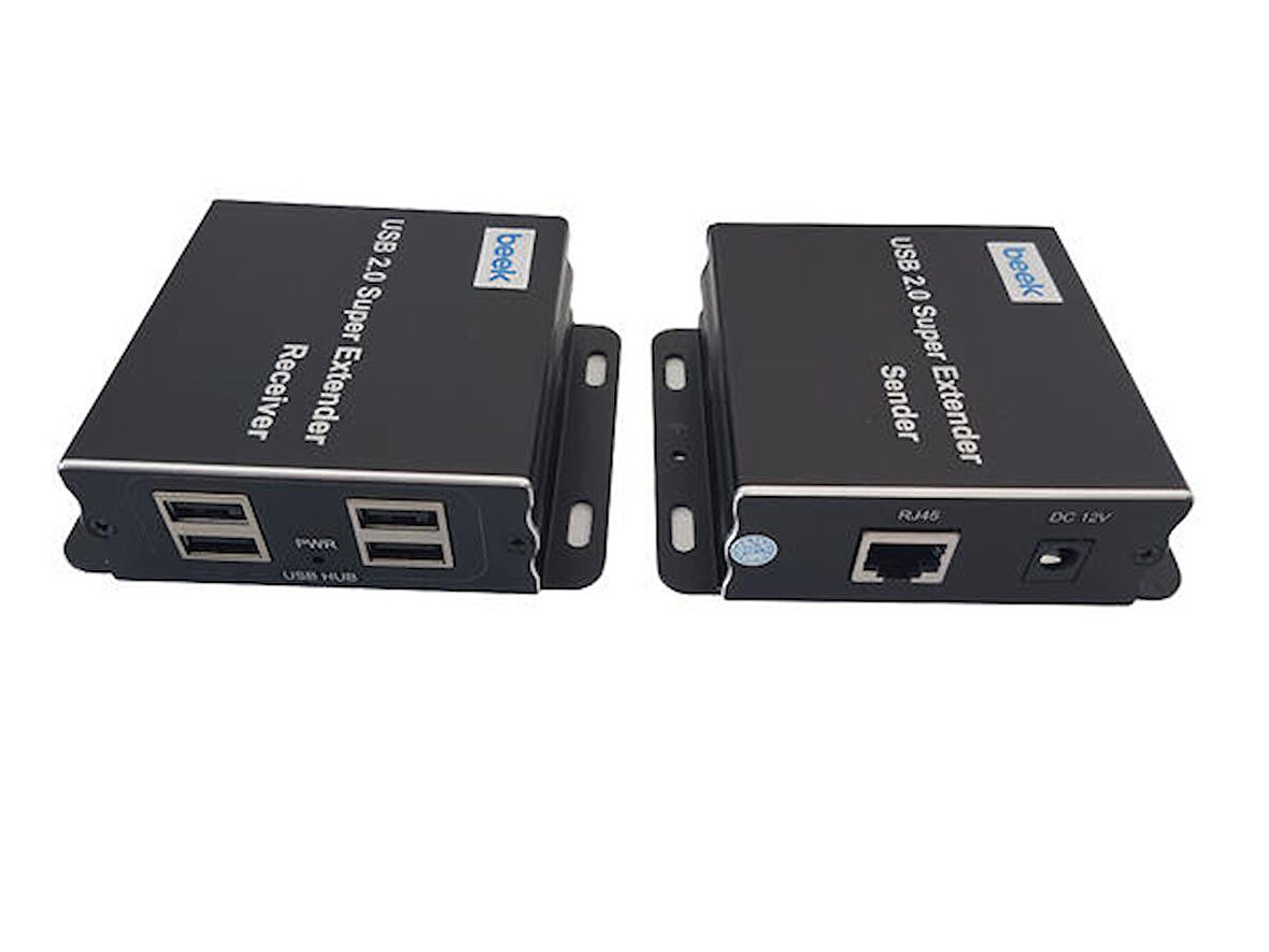 Beek BS-EXT-HD-60-USB4 60 Mt RJ45 to 4 Port USB 2. 0 Alıcı Verici Sinyal Uzatıcı