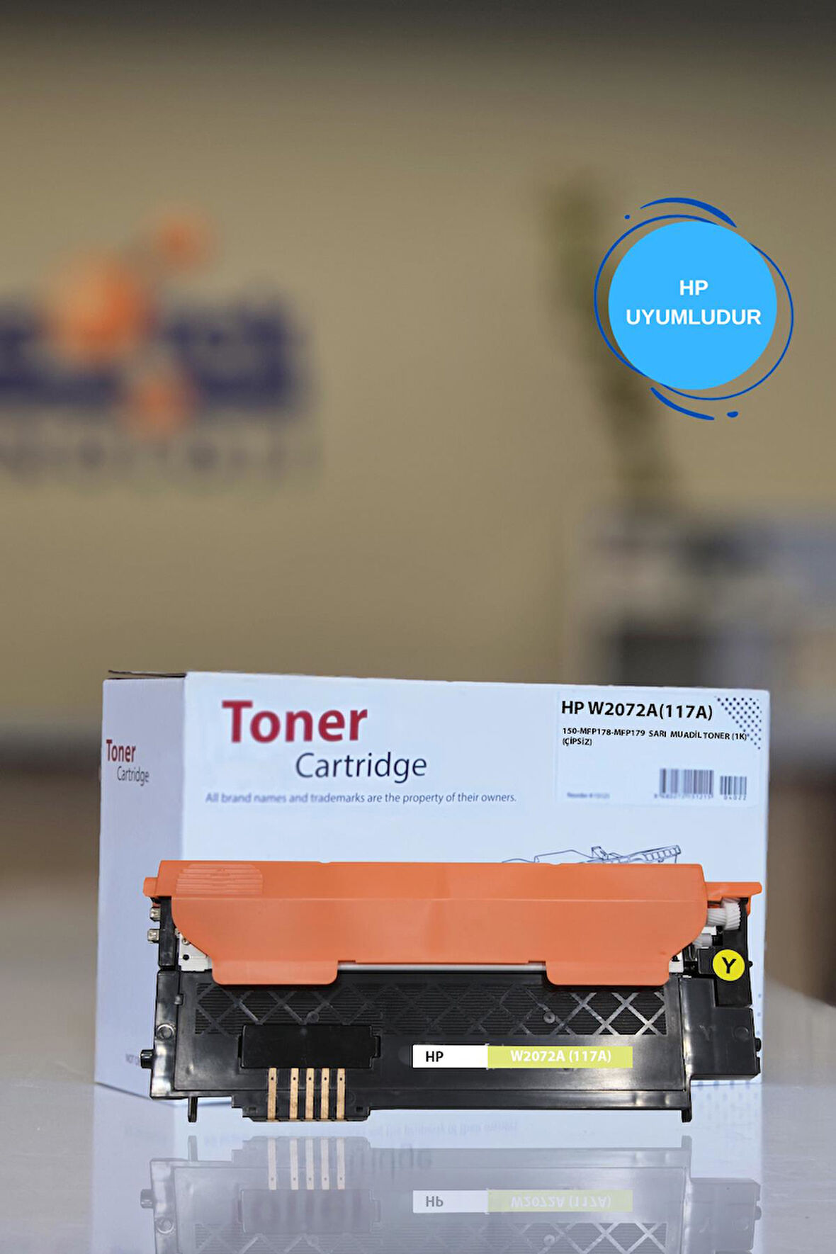 HP W2072A(117A) 150-MFP178-MFP179  SARI  MUADİL TONER (1K) (ÇİPSİZ)