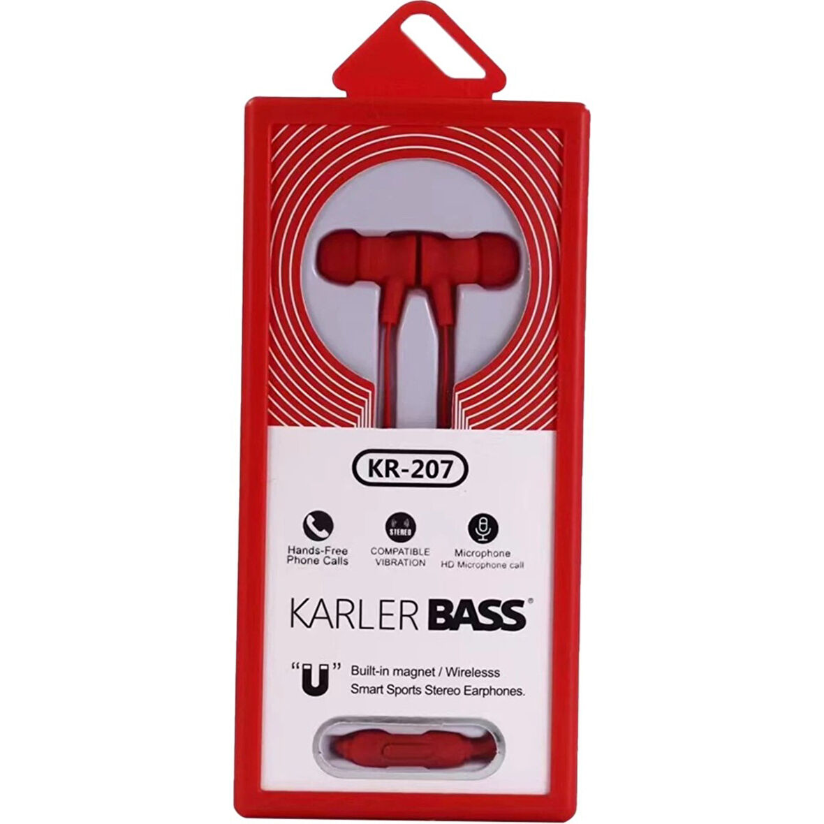 Karler Bass KR-207 Mıknatıslı Kablolu Kulak İçi Kulaklık - Kırmızı