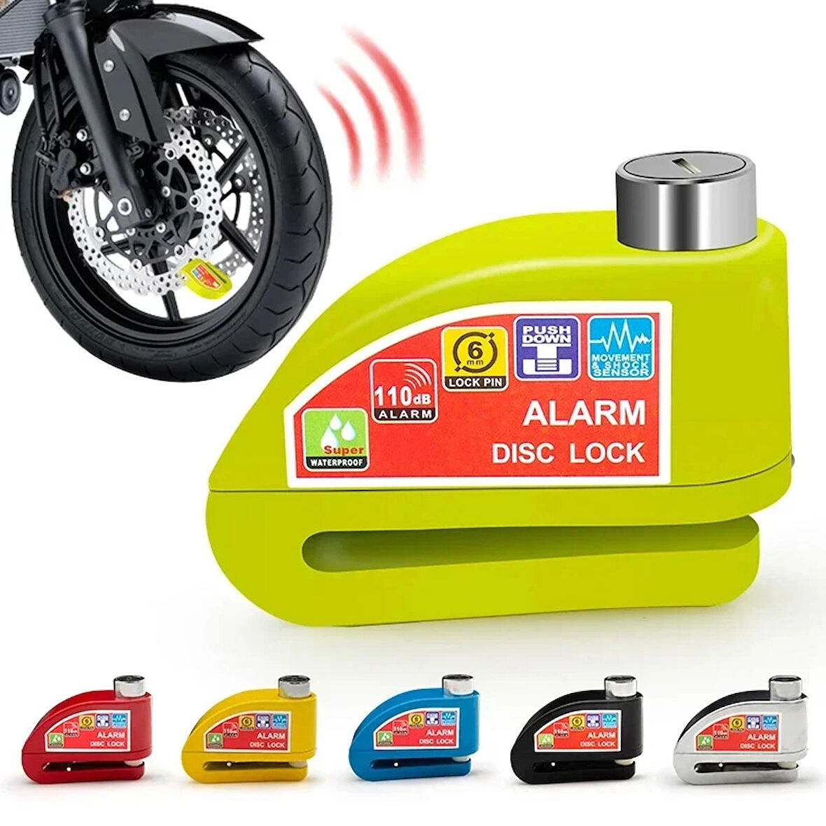 Alarmlı Disk Fren Kilidi Motosiklet Scooter Bisiklet ATV İçin Sesli Güvenlik Alarmı