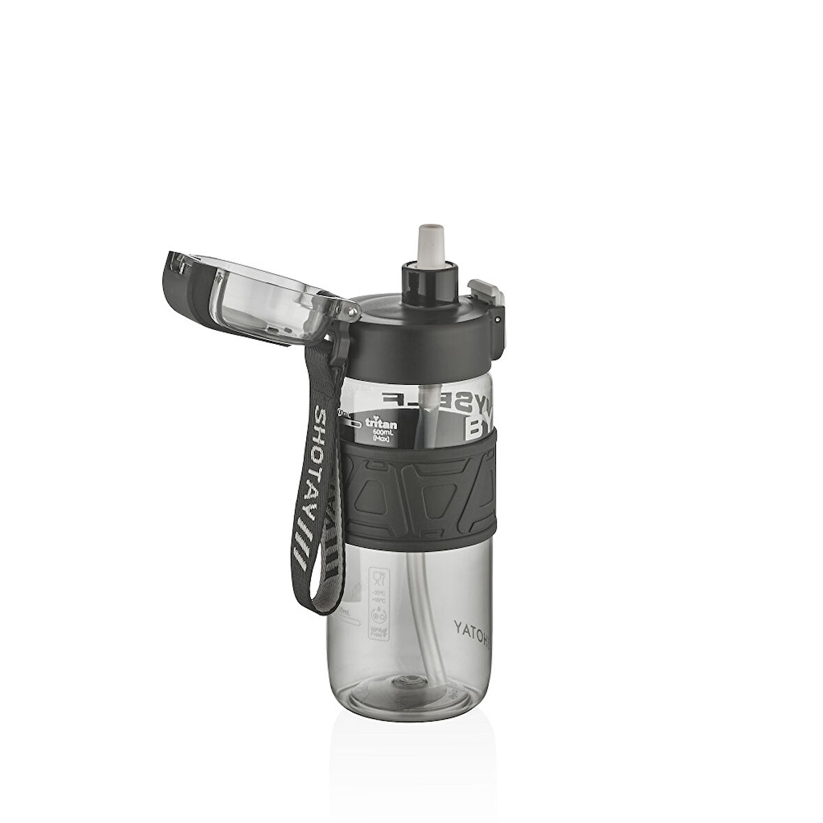 Shotay ST-7223 600ml Siyah Pipetli Tritan Matara
