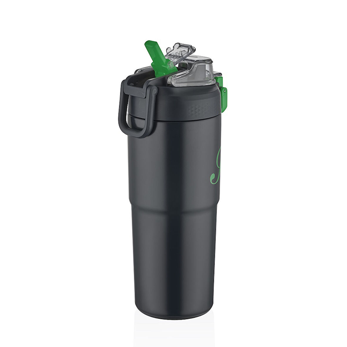 Shotay ST-8133 Çift Kullanım Pipetli/Rahat İçim Siyah 750ml Çelik Matara