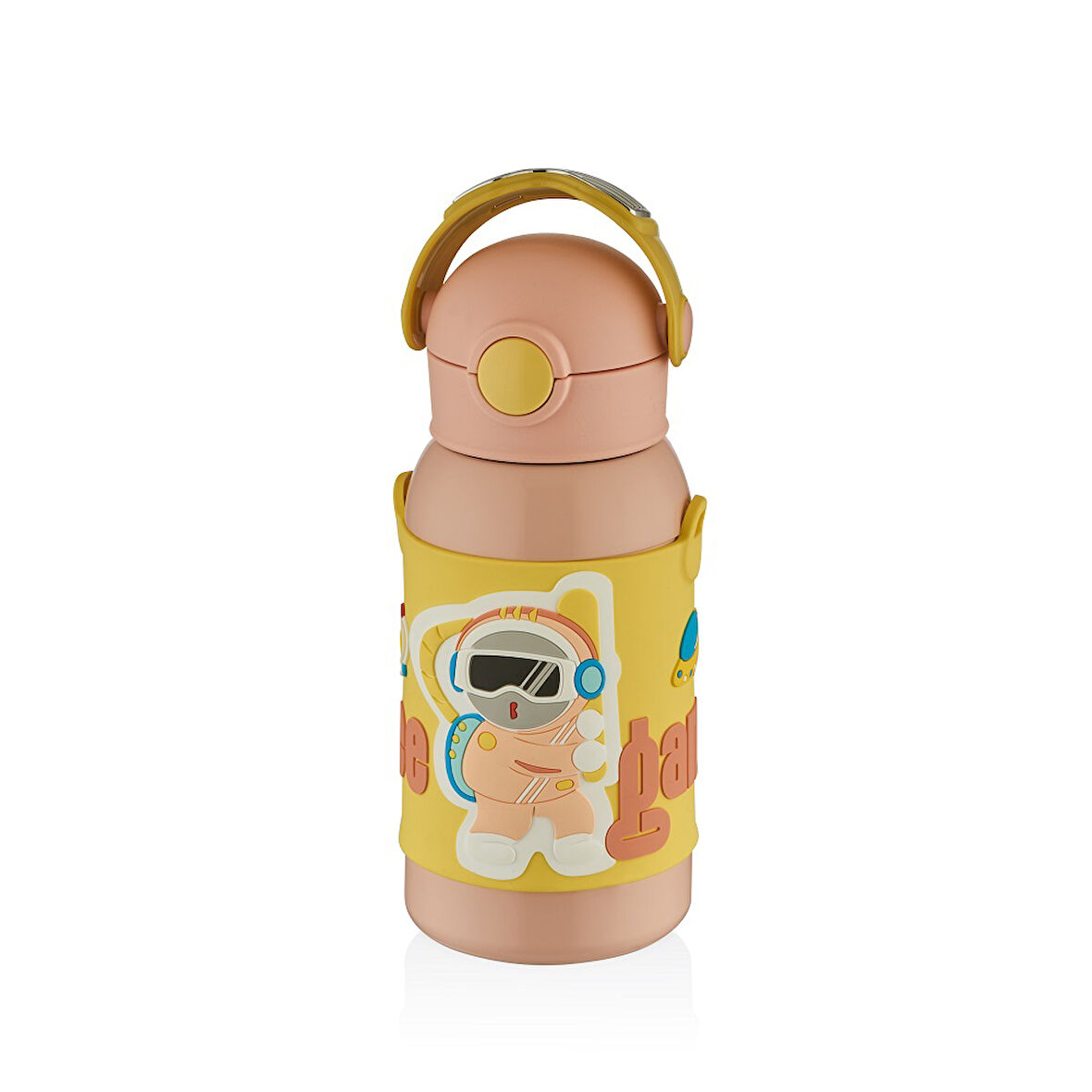 Shotay ST-8812 600ml Askılı Pipetli Pembe Çift Kapak Çelik Matara